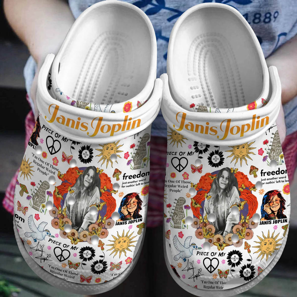 Premium Janis Joplin Music Crocs Crocband Clogs Shoes Comfortable For Men Women and Kids