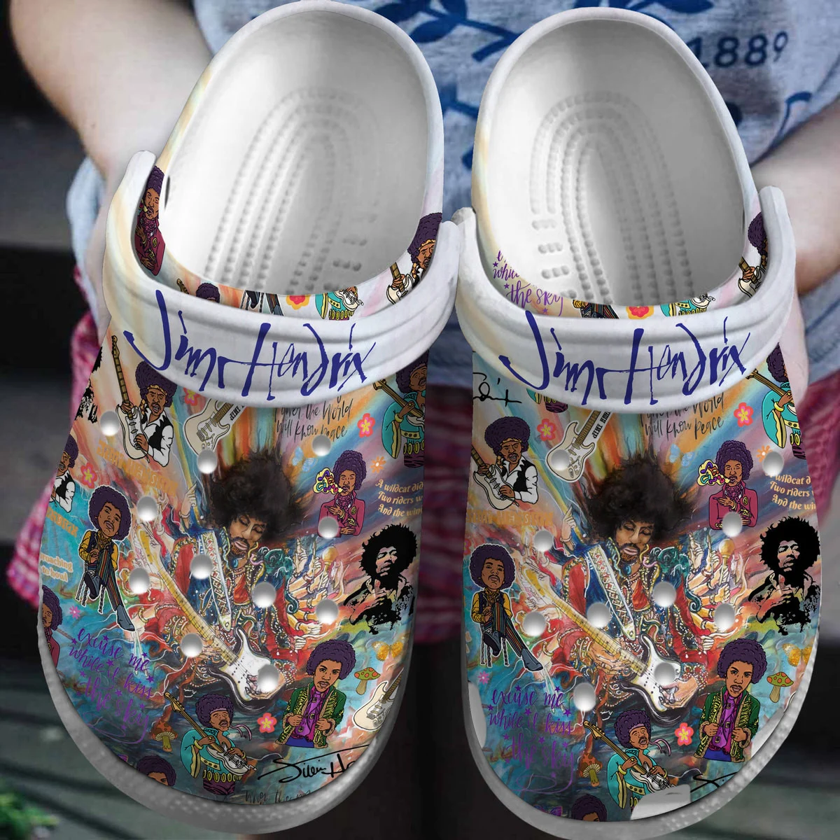 Premium Jimi Hendrix Music Crocs Crocband Clogs Shoes Comfortable For Men Women and Kids