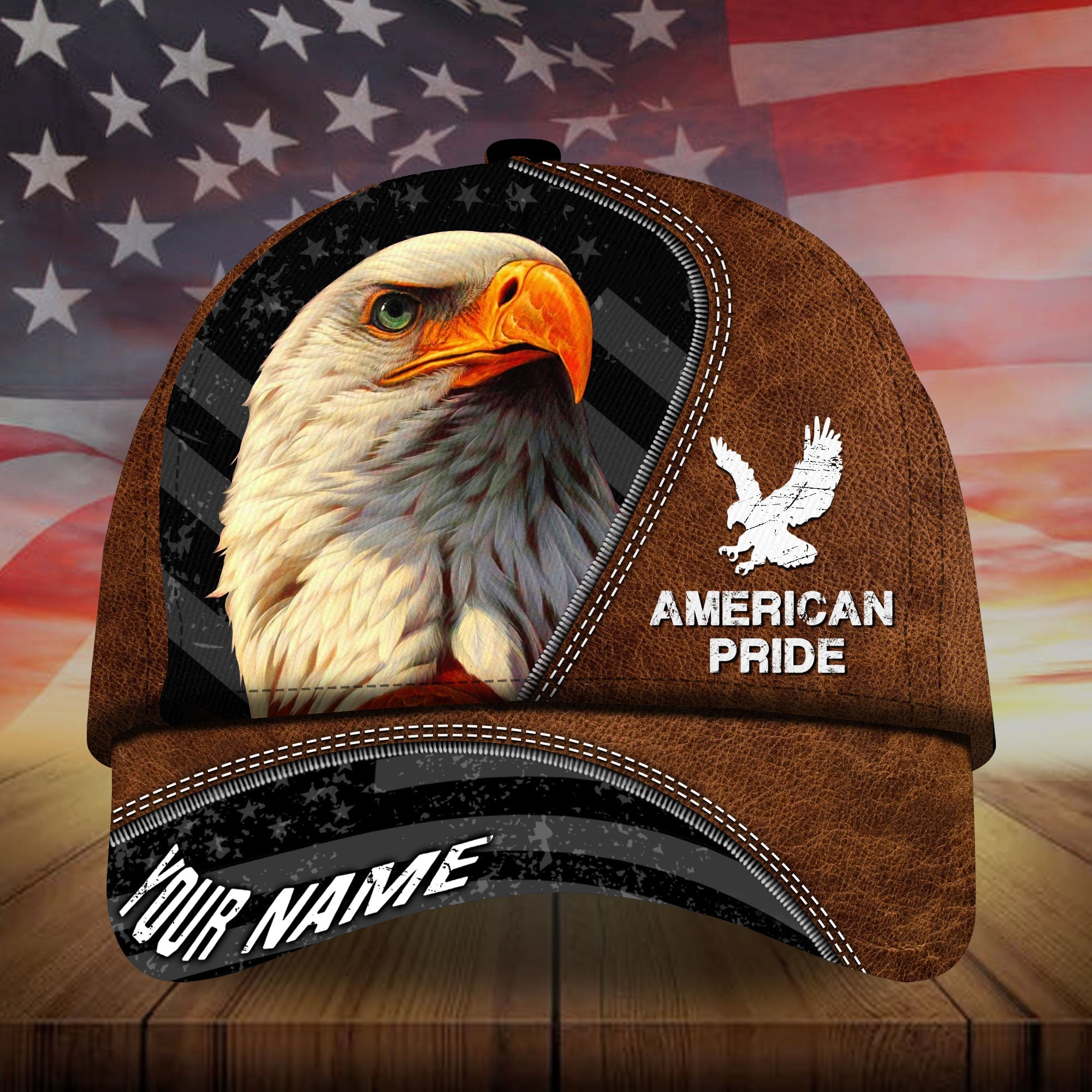 Premium Leather Eagle American Pride Hats Personalized Trucker Hats Custom Hats Gifts For Men & Women