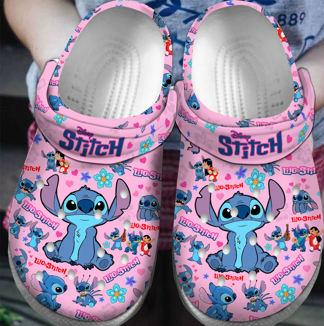 Premium Lilo & Stitch Cartoon Crocs Crocband Clogs Shoes For Men Women and Kids