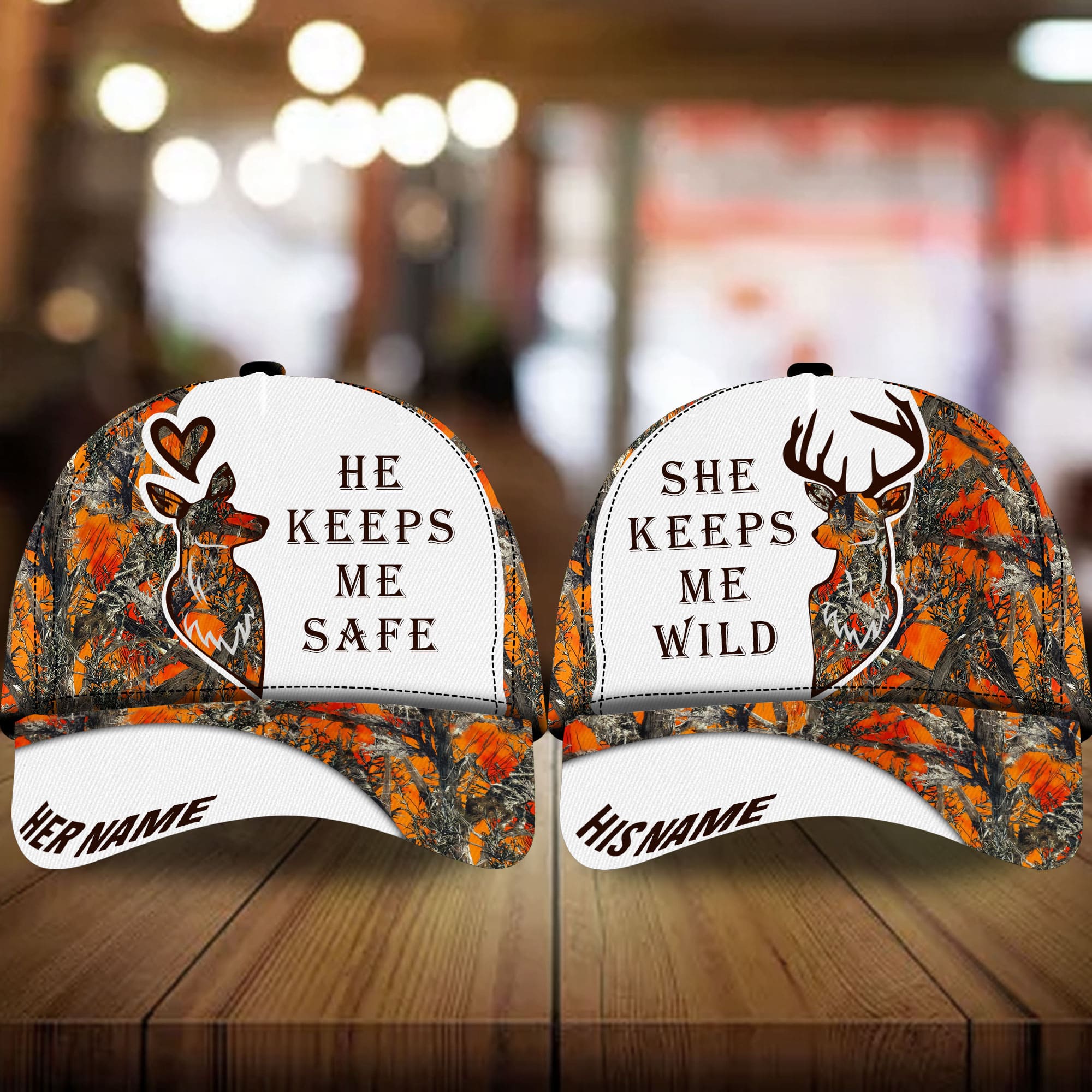 Premium Loralle Deer Couple Hunting Hats 3D Multicolor Personalized Trucker Hats Custom Hats Gifts For Men & Women