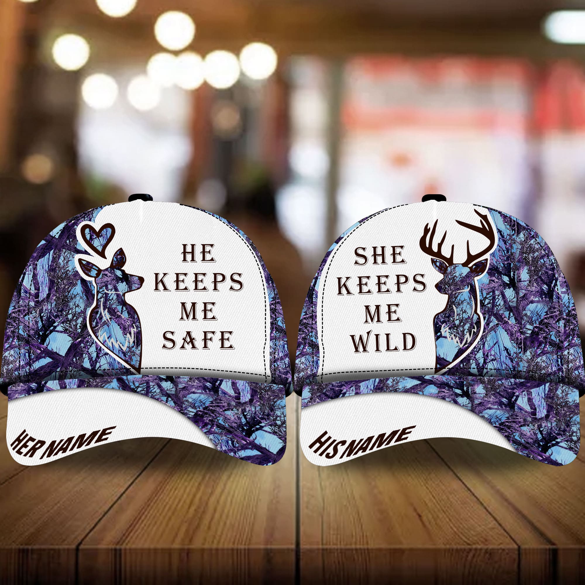 Premium Loralle Deer Couple Hunting Hats 3D Multicolor Personalized Trucker Hats Custom Hats Gifts For Men & Women