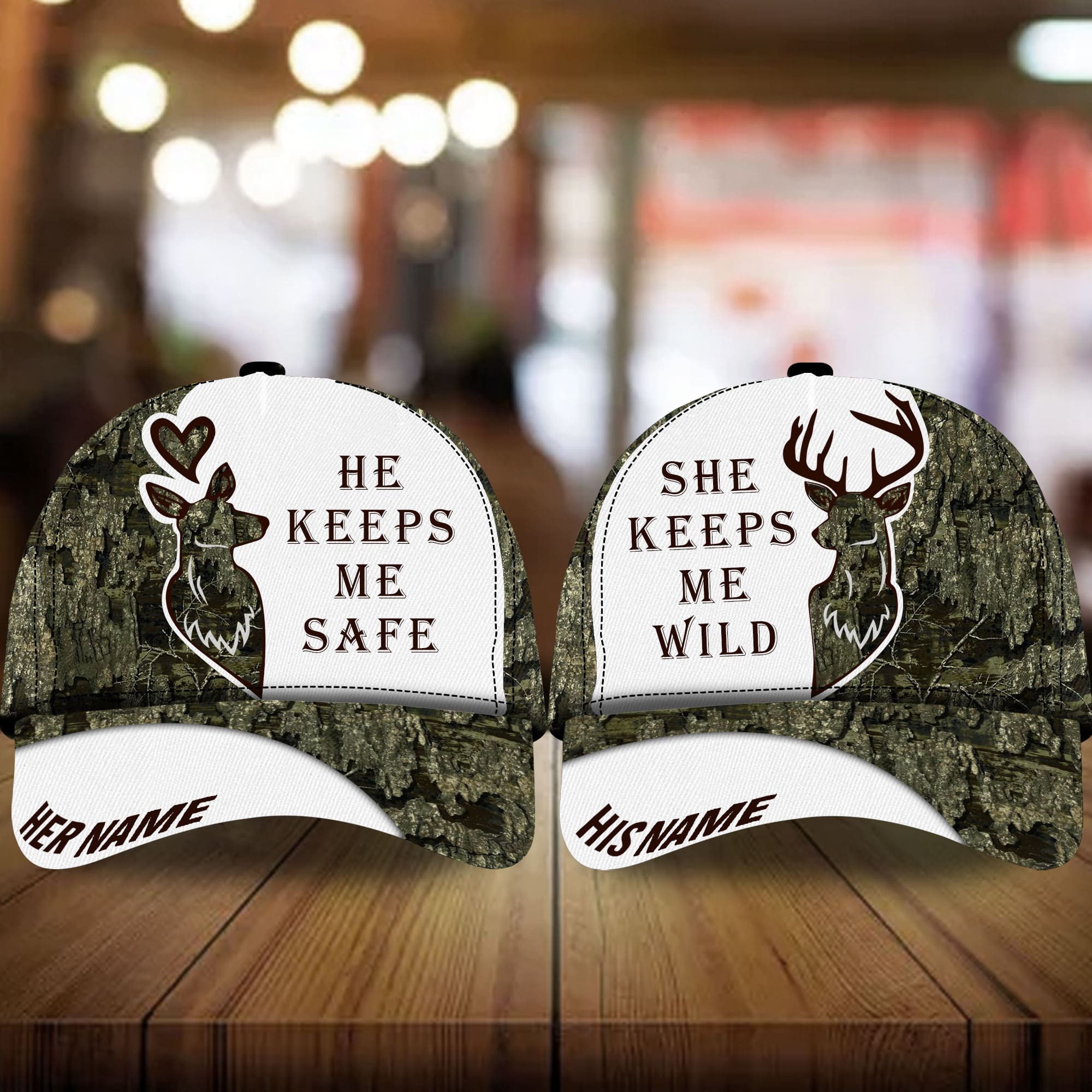 Premium Loralle Deer Couple Hunting Hats 3D Multicolor Personalized Trucker Hats Custom Hats Gifts For Men & Women