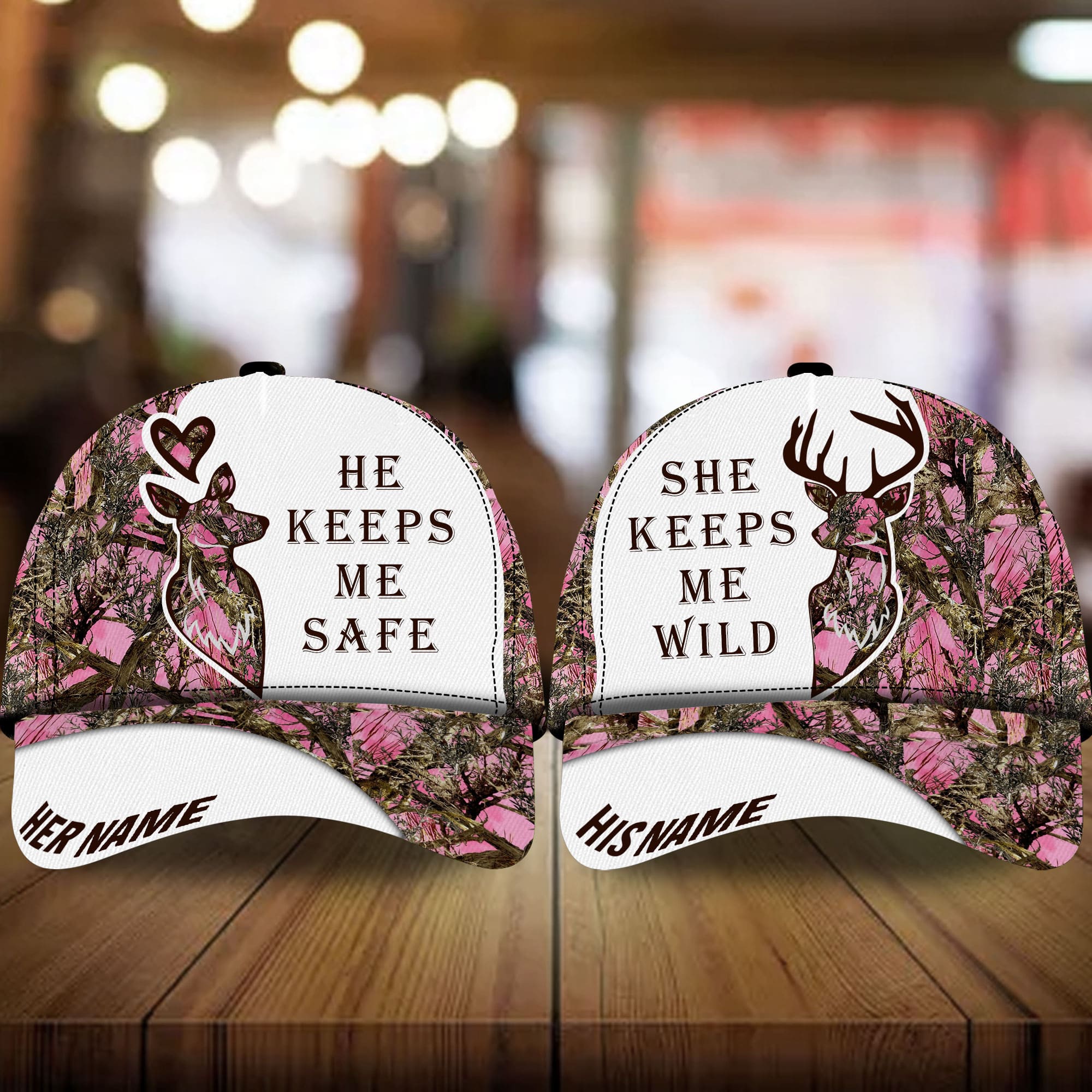Premium Loralle Deer Couple Hunting Hats 3D Multicolor Personalized Trucker Hats Custom Hats Gifts For Men & Women