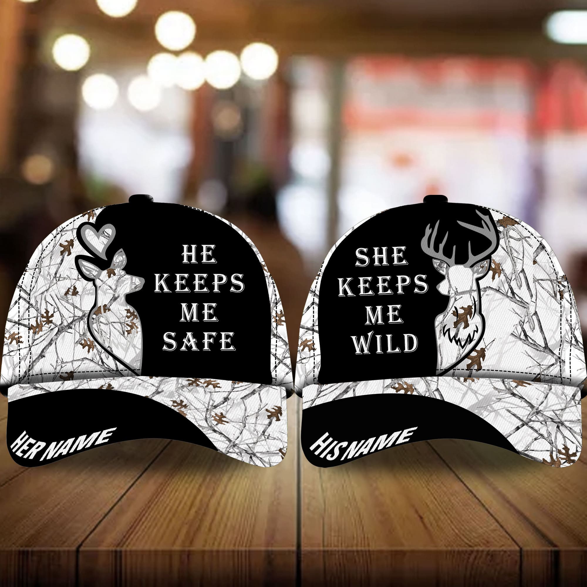 Premium Loralle Deer Couple Hunting Hats 3D Multicolor Personalized Trucker Hats Custom Hats Gifts For Men & Women