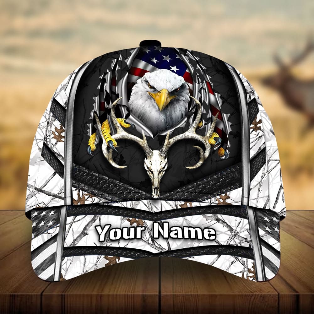 Premium Loralle Eagle And Deer Hunting Hats 3D Multicolor Personalized Trucker Hats Custom Hats Gifts For Men & Women