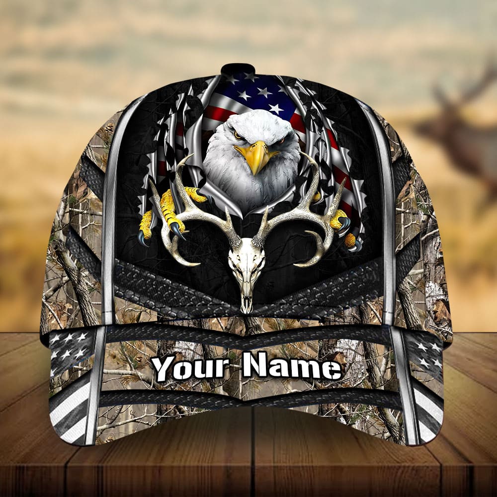 Premium Loralle Eagle And Deer Hunting Hats 3D Multicolor Personalized Trucker Hats Custom Hats Gifts For Men & Women