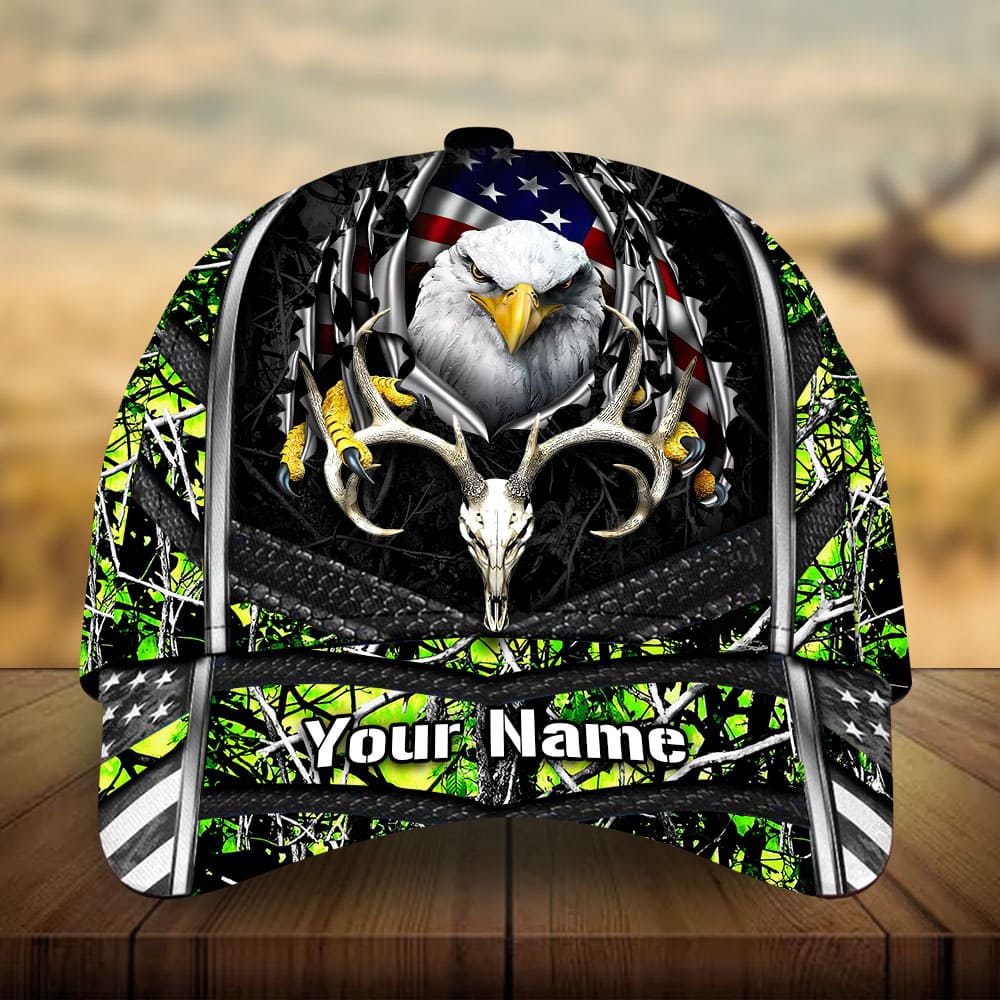 Premium Loralle Eagle And Deer Hunting Hats 3D Multicolor Personalized Trucker Hats Custom Hats Gifts For Men & Women