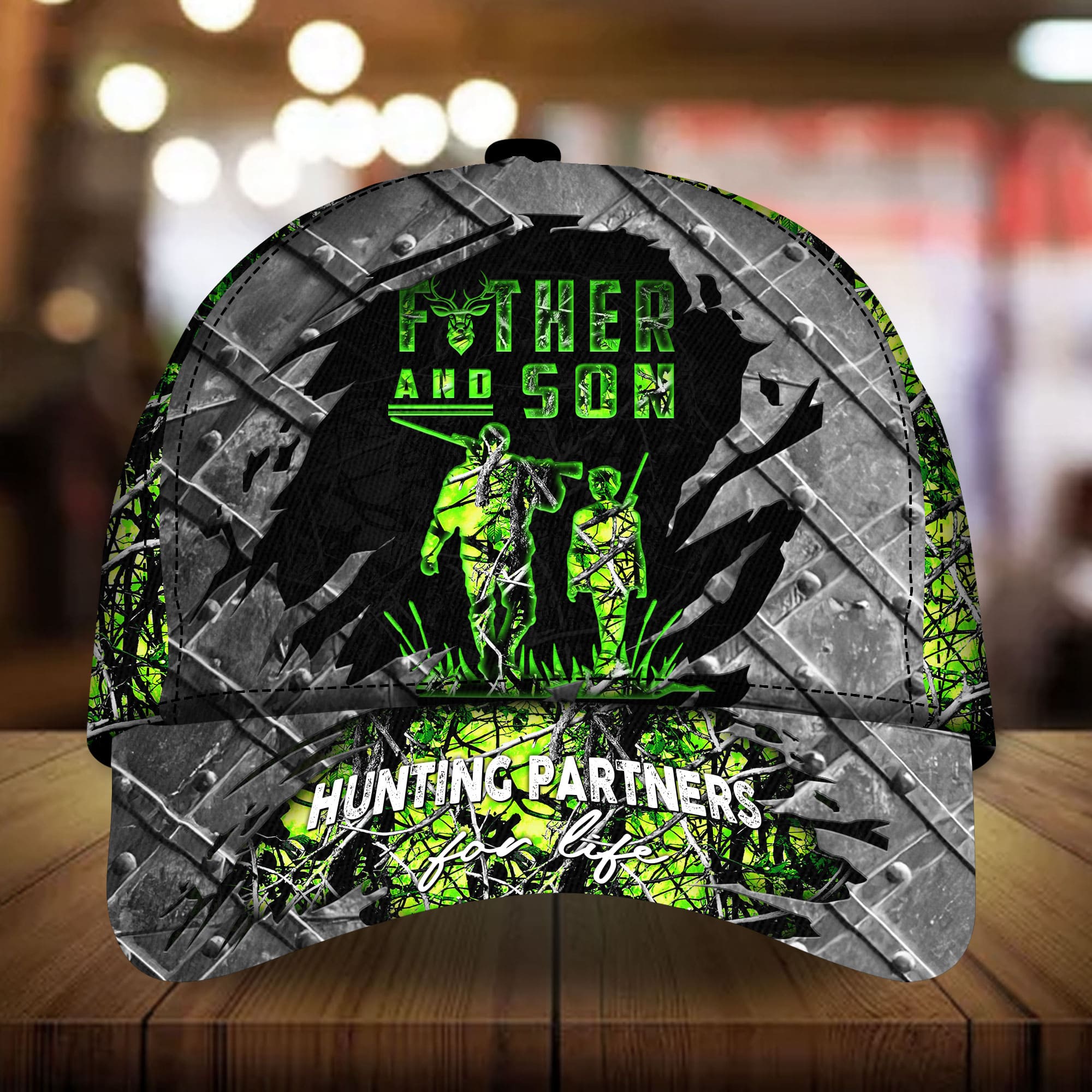 Premium Loralle Metal Father And Son Hunting Hat 3D Multicolor Camo Trucker Hats Custom Hats Gifts For Men & Women