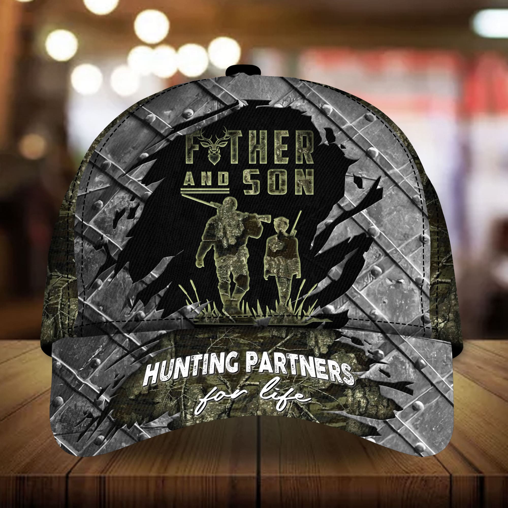 Premium Loralle Metal Father And Son Hunting Hat 3D Multicolor Camo Trucker Hats Custom Hats Gifts For Men & Women