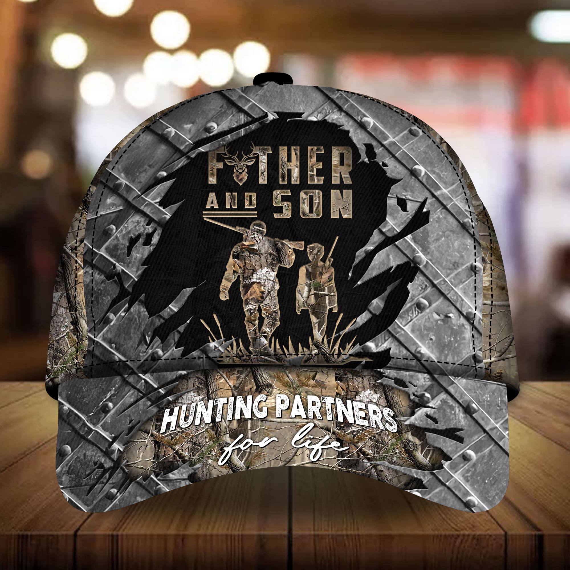 Premium Loralle Metal Father And Son Hunting Hat 3D Multicolor Camo Trucker Hats Custom Hats Gifts For Men & Women