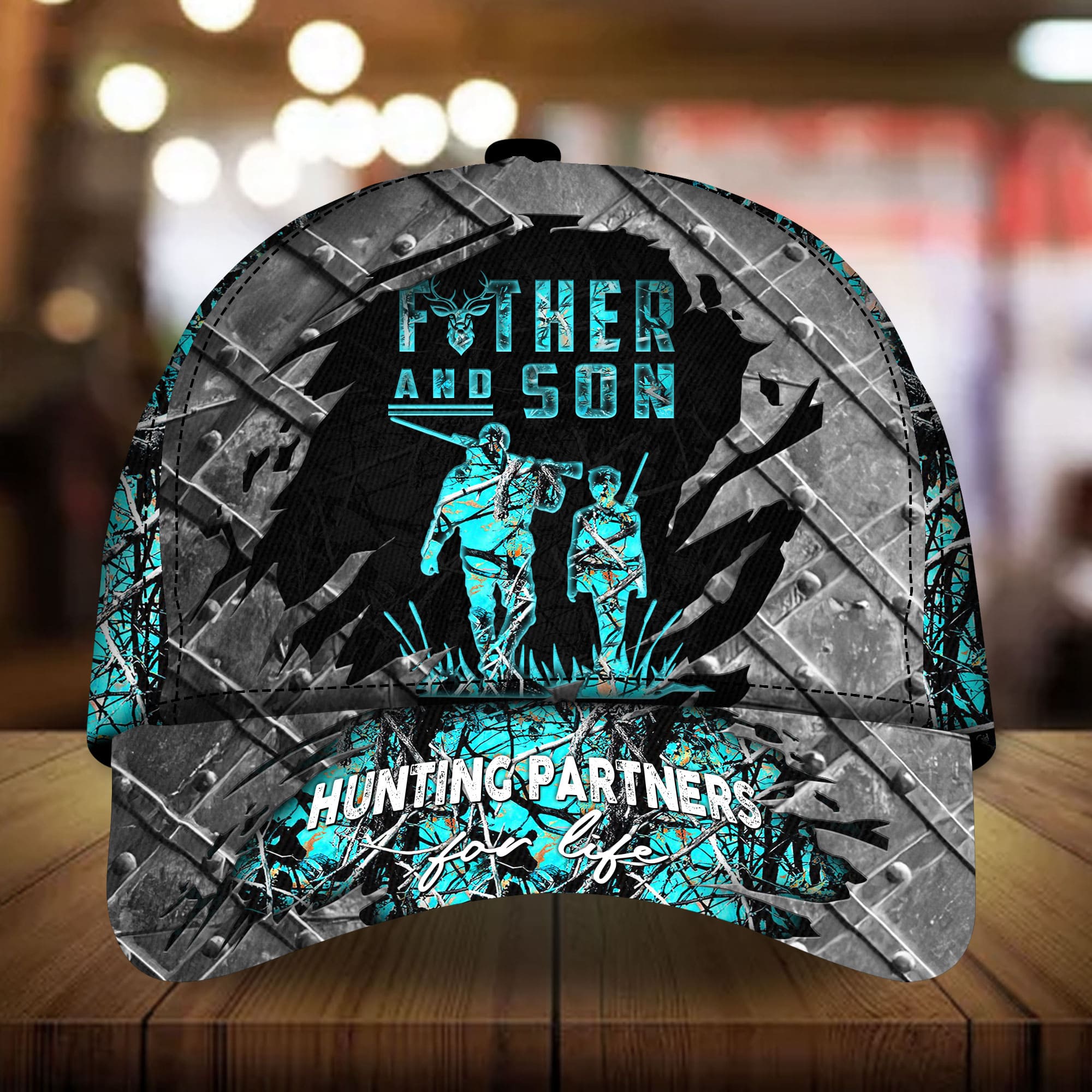 Premium Loralle Metal Father And Son Hunting Hat 3D Multicolor Camo Trucker Hats Custom Hats Gifts For Men & Women