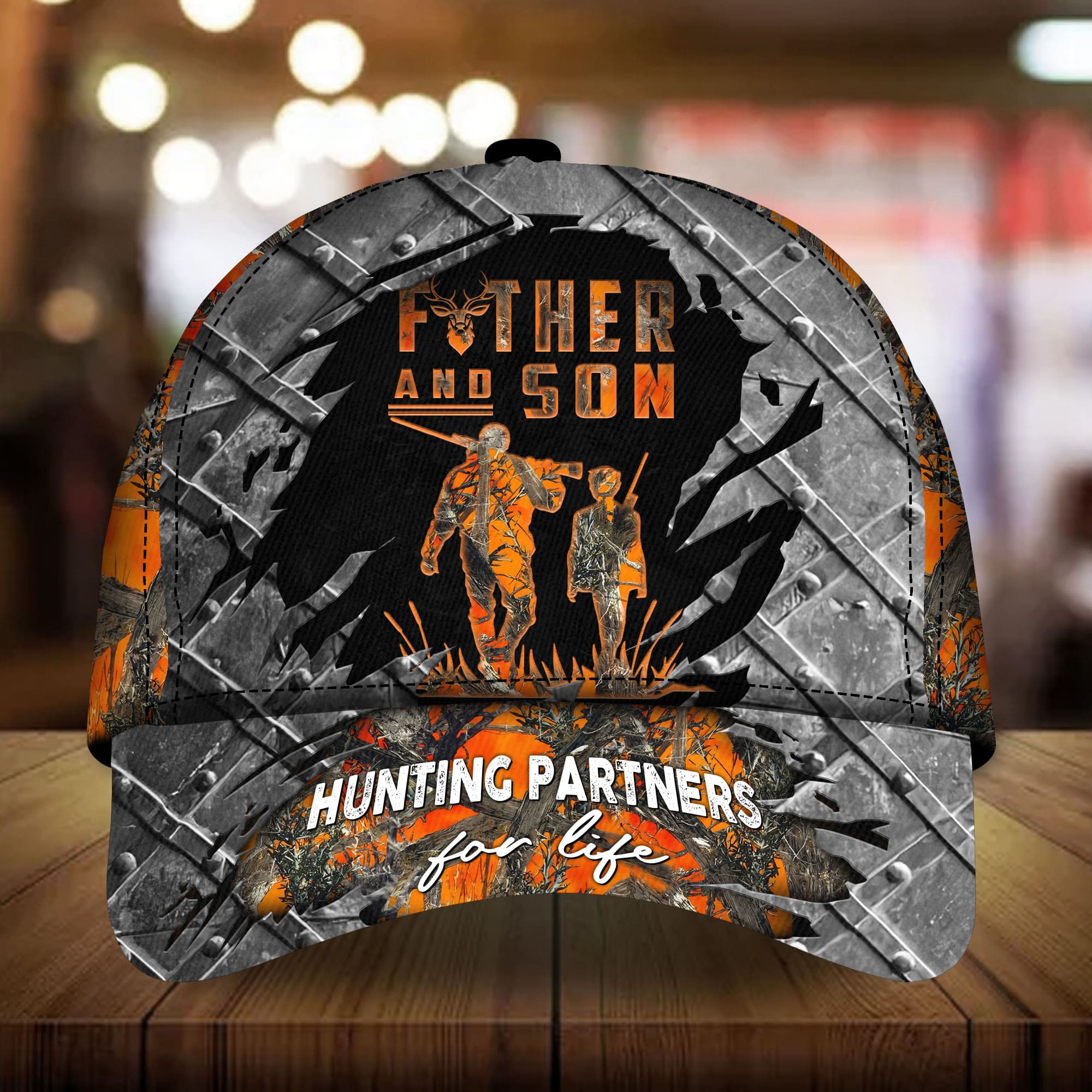 Premium Loralle Metal Father And Son Hunting Hat 3D Multicolor Camo Trucker Hats Custom Hats Gifts For Men & Women