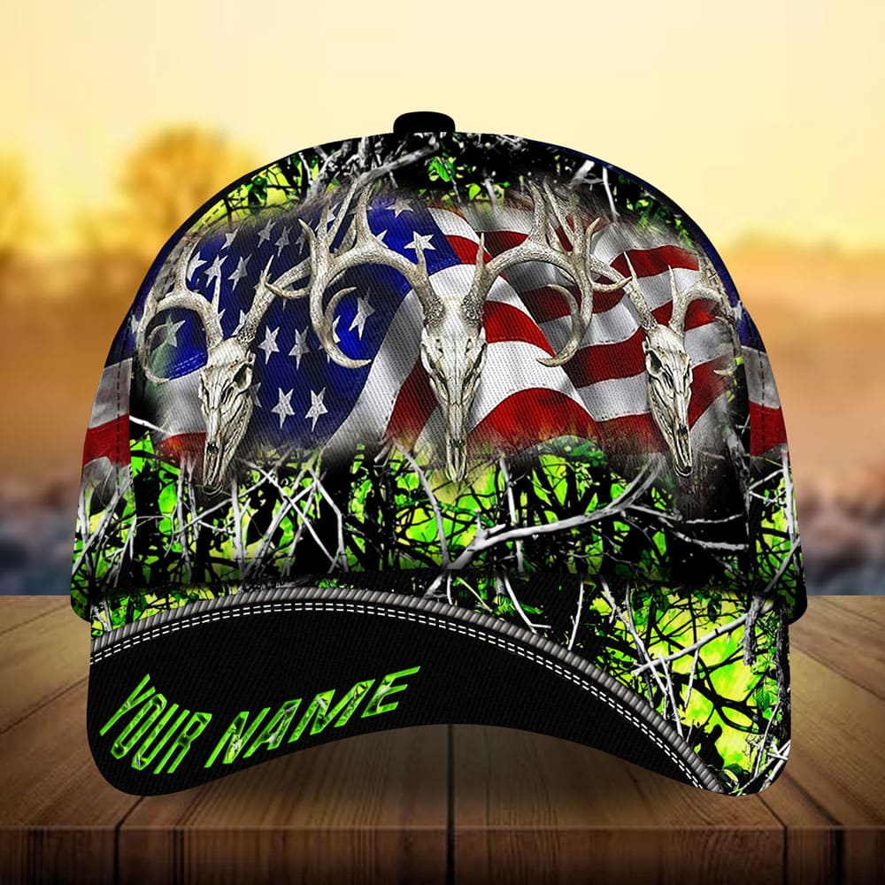 Premium Loralle US Skull Deer Hunting Hats 3D Multicolor Personalized Trucker Hats Custom Hats Gifts For Men & Women