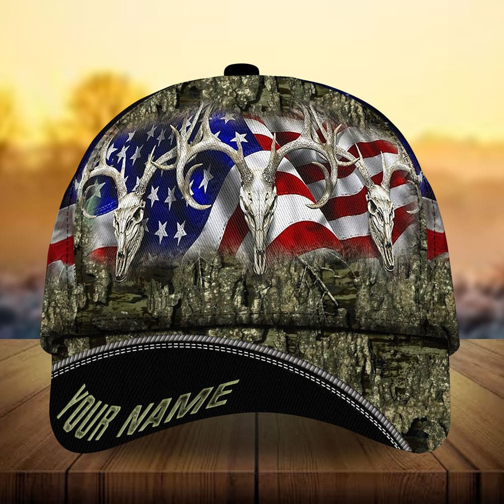 Premium Loralle US Skull Deer Hunting Hats 3D Multicolor Personalized Trucker Hats Custom Hats Gifts For Men & Women