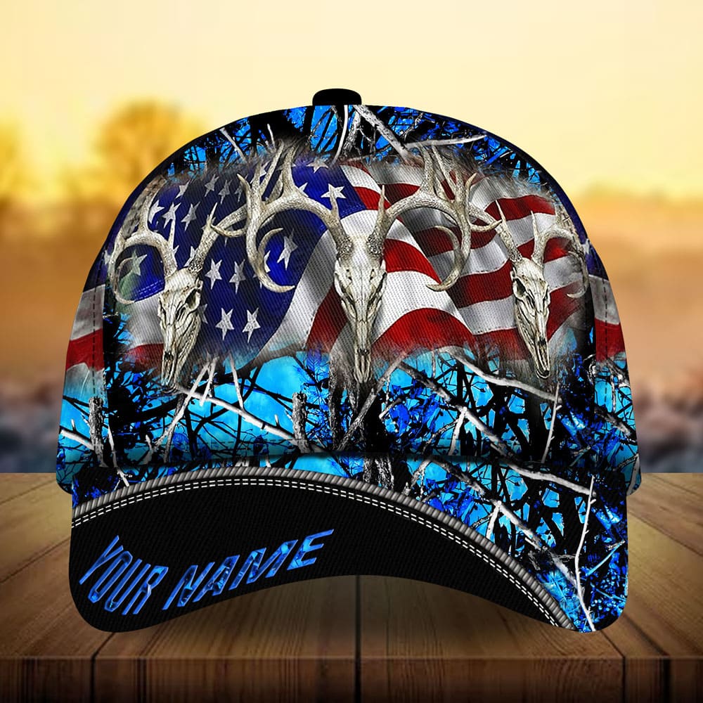 Premium Loralle US Skull Deer Hunting Hats 3D Multicolor Personalized Trucker Hats Custom Hats Gifts For Men & Women