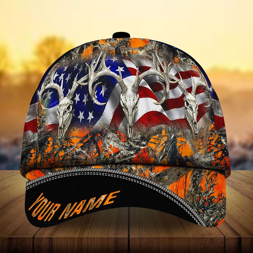 Premium Loralle US Skull Deer Hunting Hats 3D Multicolor Personalized Trucker Hats Custom Hats Gifts For Men & Women