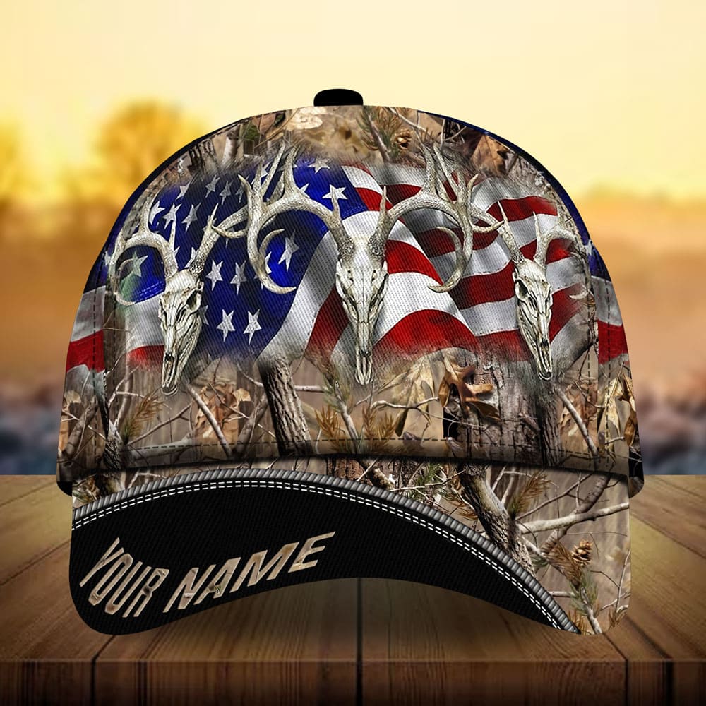 Premium Loralle US Skull Deer Hunting Hats 3D Multicolor Personalized Trucker Hats Custom Hats Gifts For Men & Women