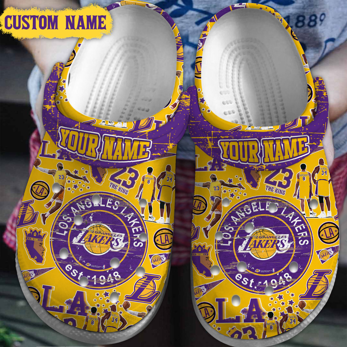 Premium Los Angeles Lakers NBA Sport Crocs Crocband Clogs Shoes Comfortable For Men Women and Kids