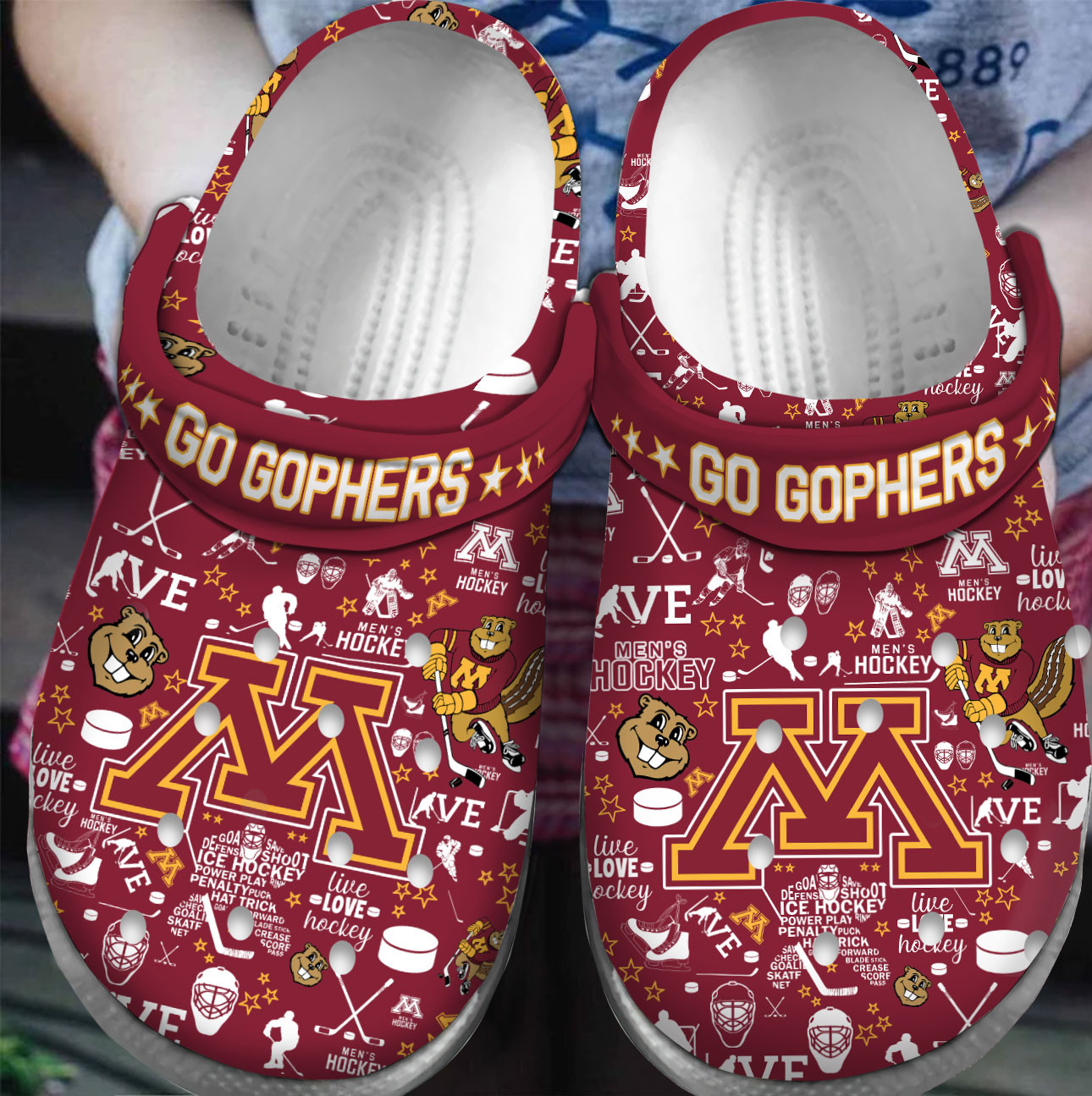 Premium Minnesota Golden Gophers NHL Sport Crocs Crocband Clogs Shoes For Men Women and Kids