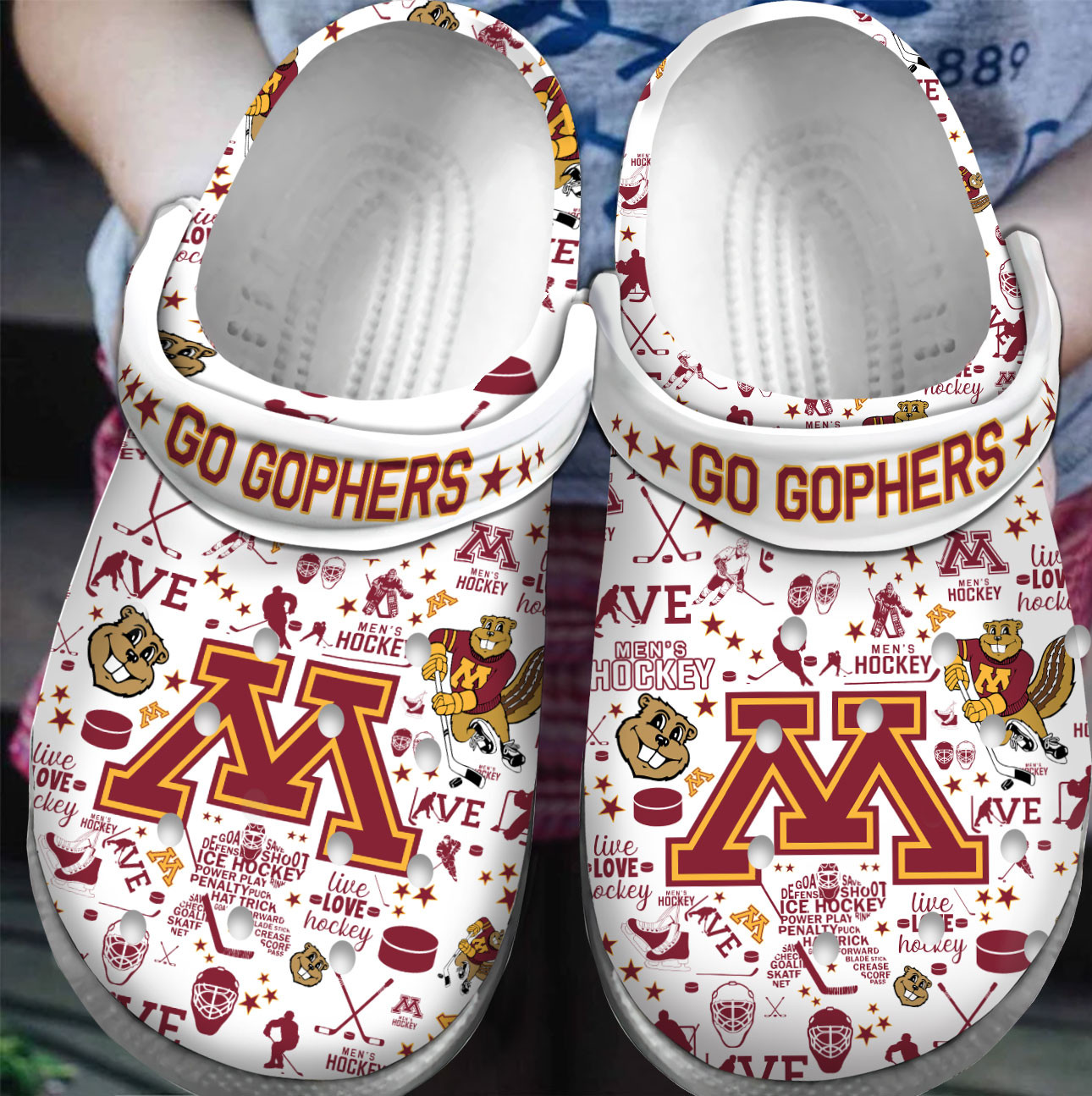 Premium Minnesota Golden Gophers NHL Sport Crocs Crocband Clogs Shoes For Men Women and Kids