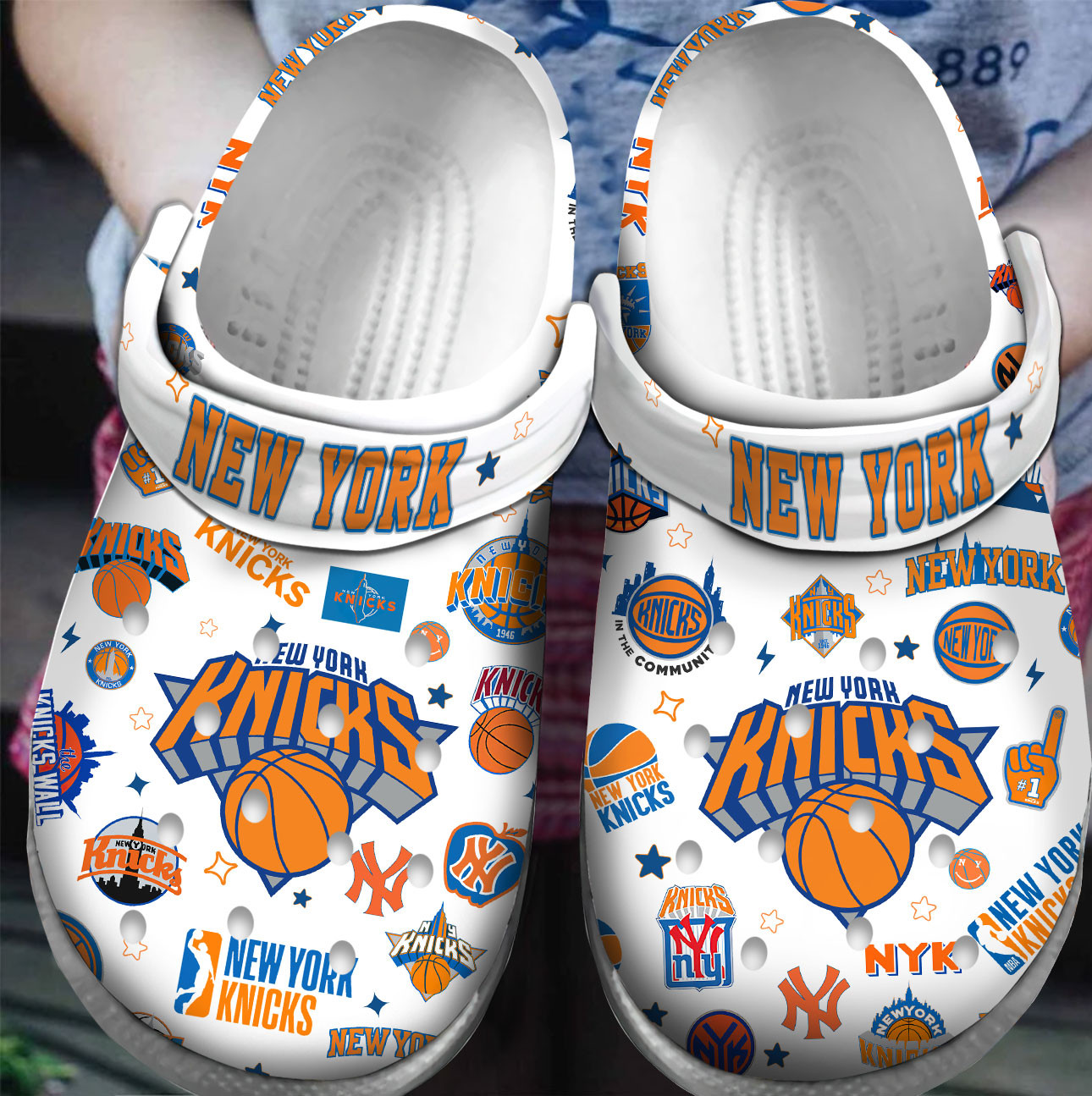 Premium New York Knicks NBA Sport Crocs Crocband Clogs Shoes For Men Women and Kids