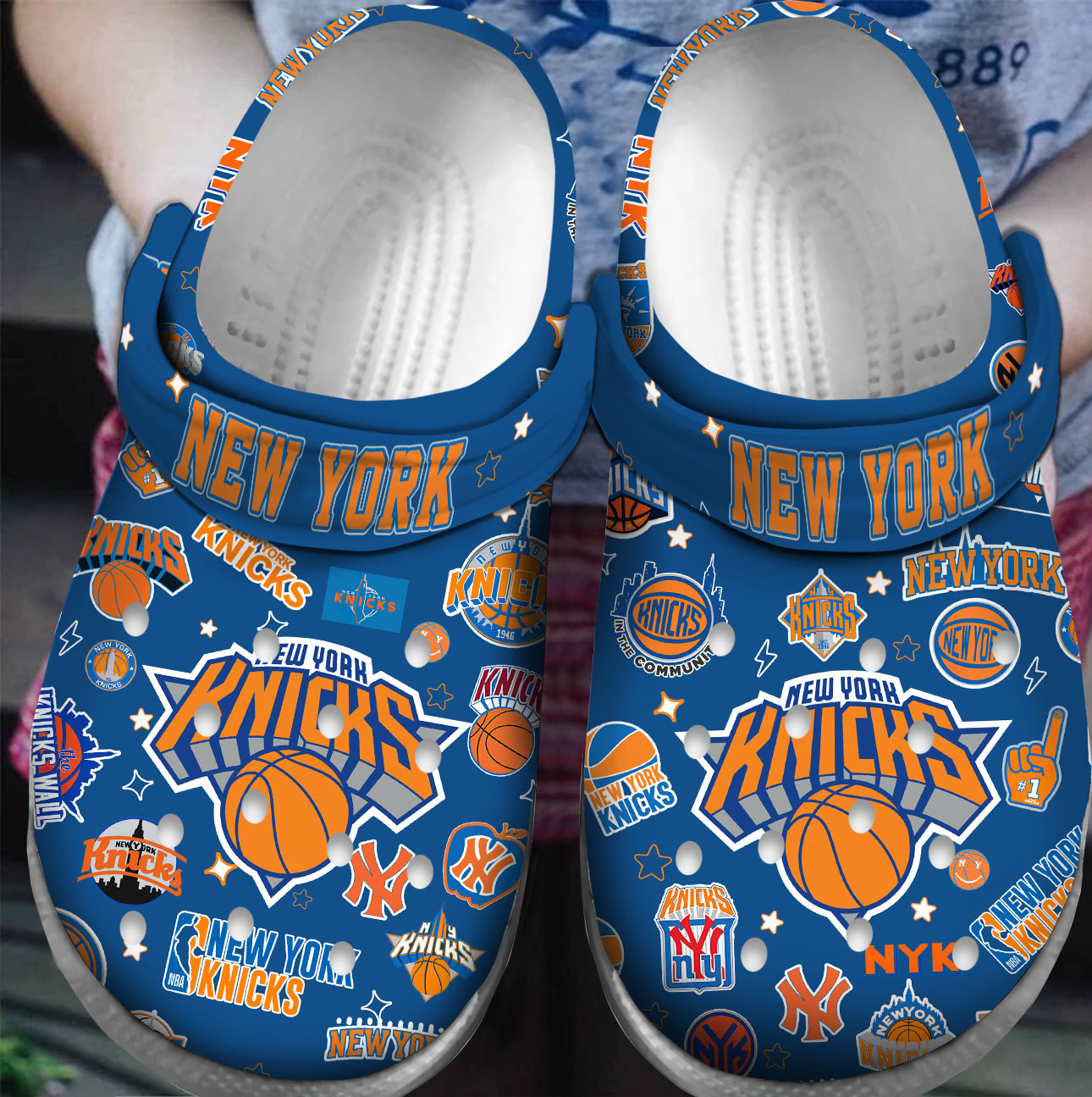 Premium New York Knicks NBA Sport Crocs Crocband Clogs Shoes For Men Women and Kids