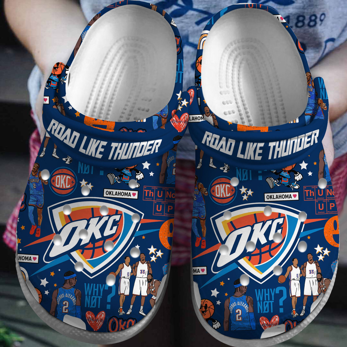Premium Oklahoma City Thunder NBA Sport Crocs Crocband Clogs Shoes Comfortable For Men Women and Kids