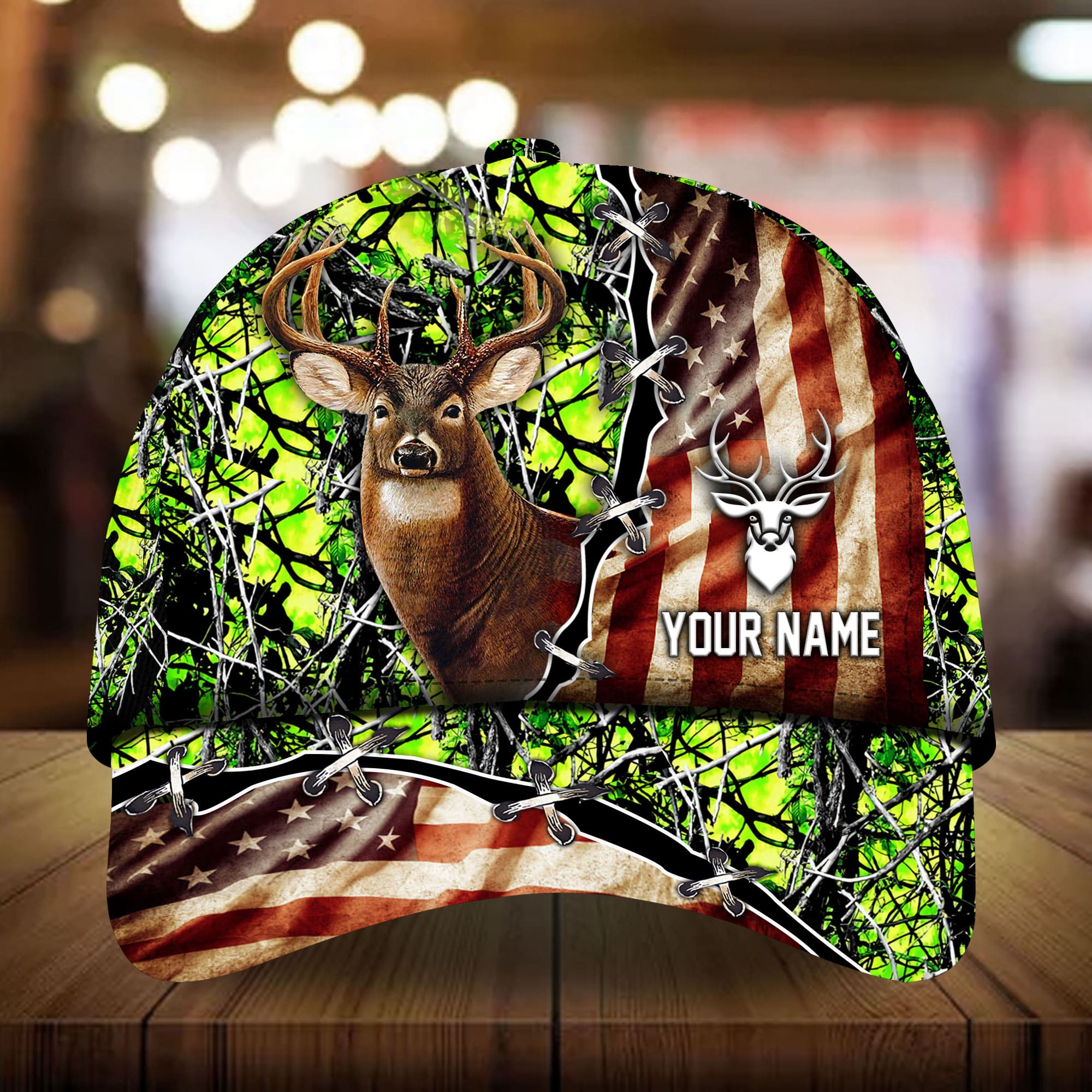 Premium Old US Flag Deer Hunting Hats 3D Multicolor Personalized Trucker Hats Custom Hats Gifts For Men & Women