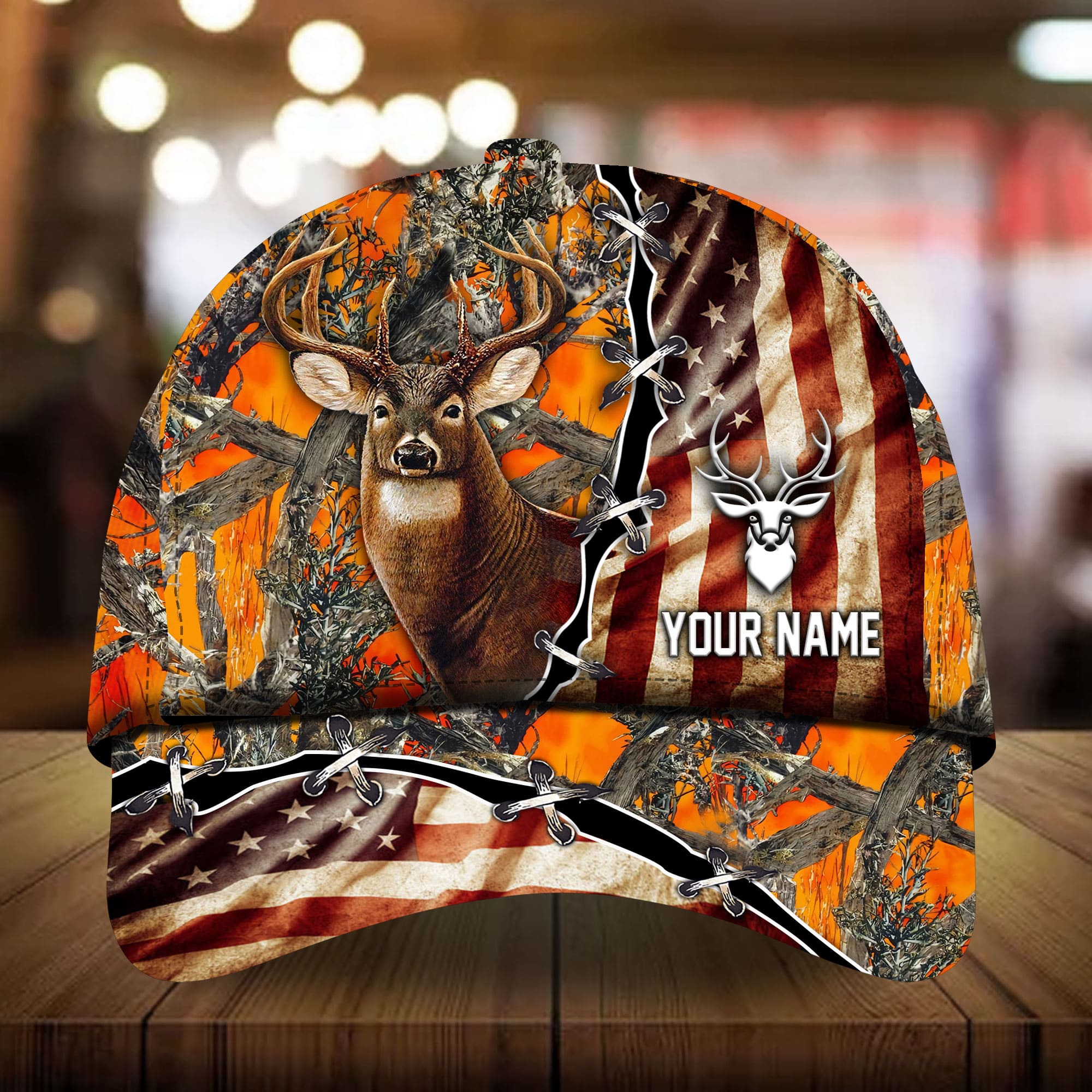Premium Old US Flag Deer Hunting Hats 3D Multicolor Personalized Trucker Hats Custom Hats Gifts For Men & Women