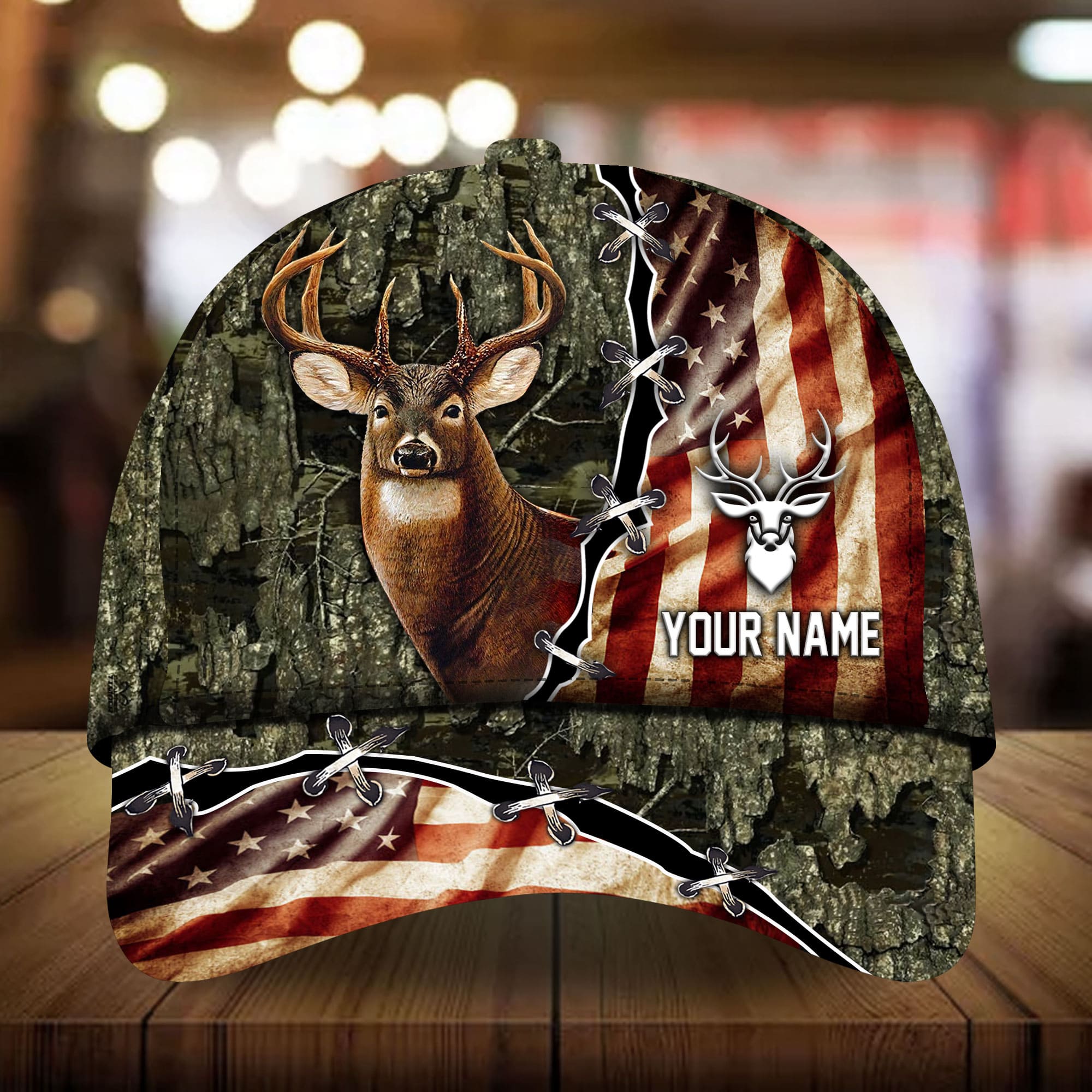 Premium Old US Flag Deer Hunting Hats 3D Multicolor Personalized Trucker Hats Custom Hats Gifts For Men & Women