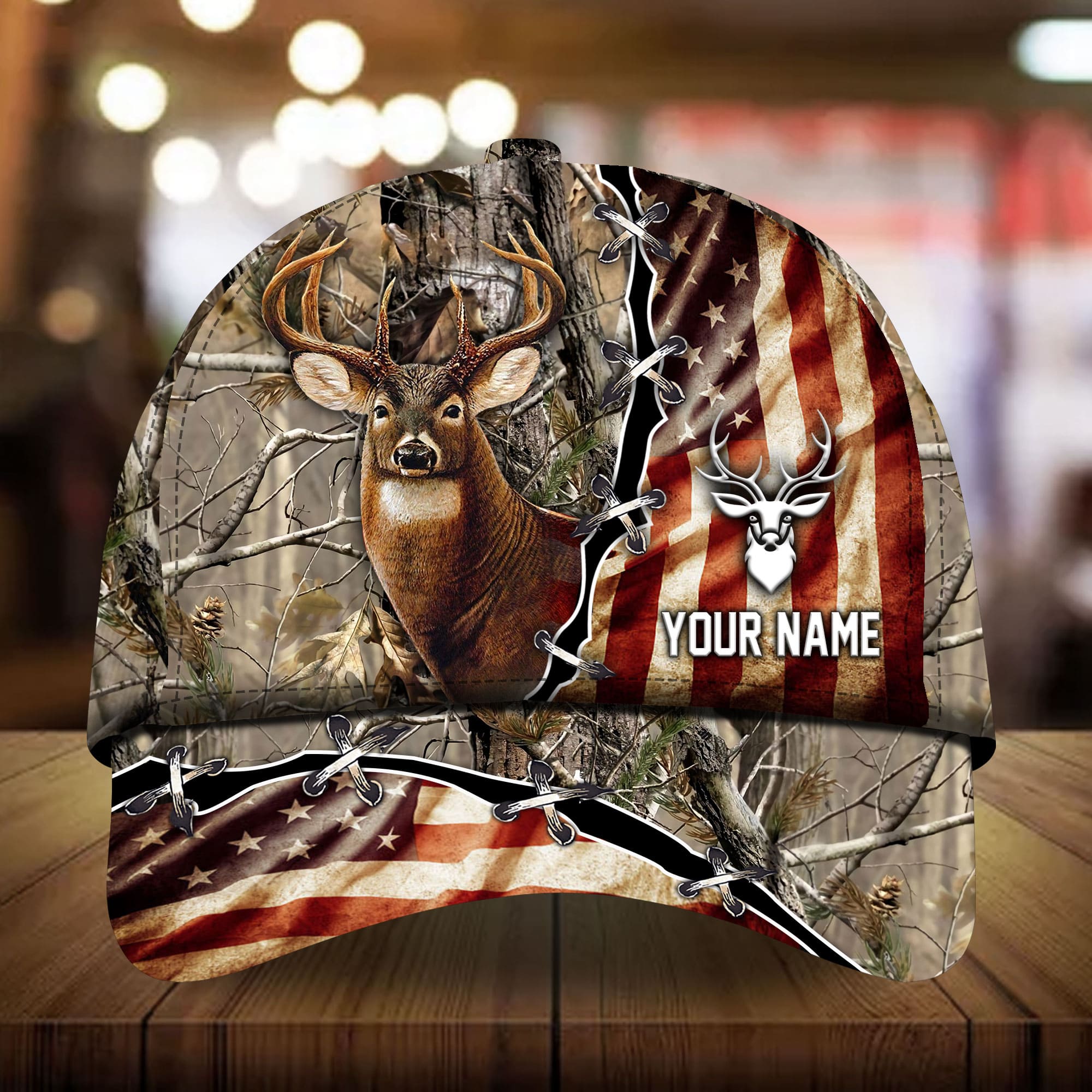 Premium Old US Flag Deer Hunting Hats 3D Multicolor Personalized Trucker Hats Custom Hats Gifts For Men & Women