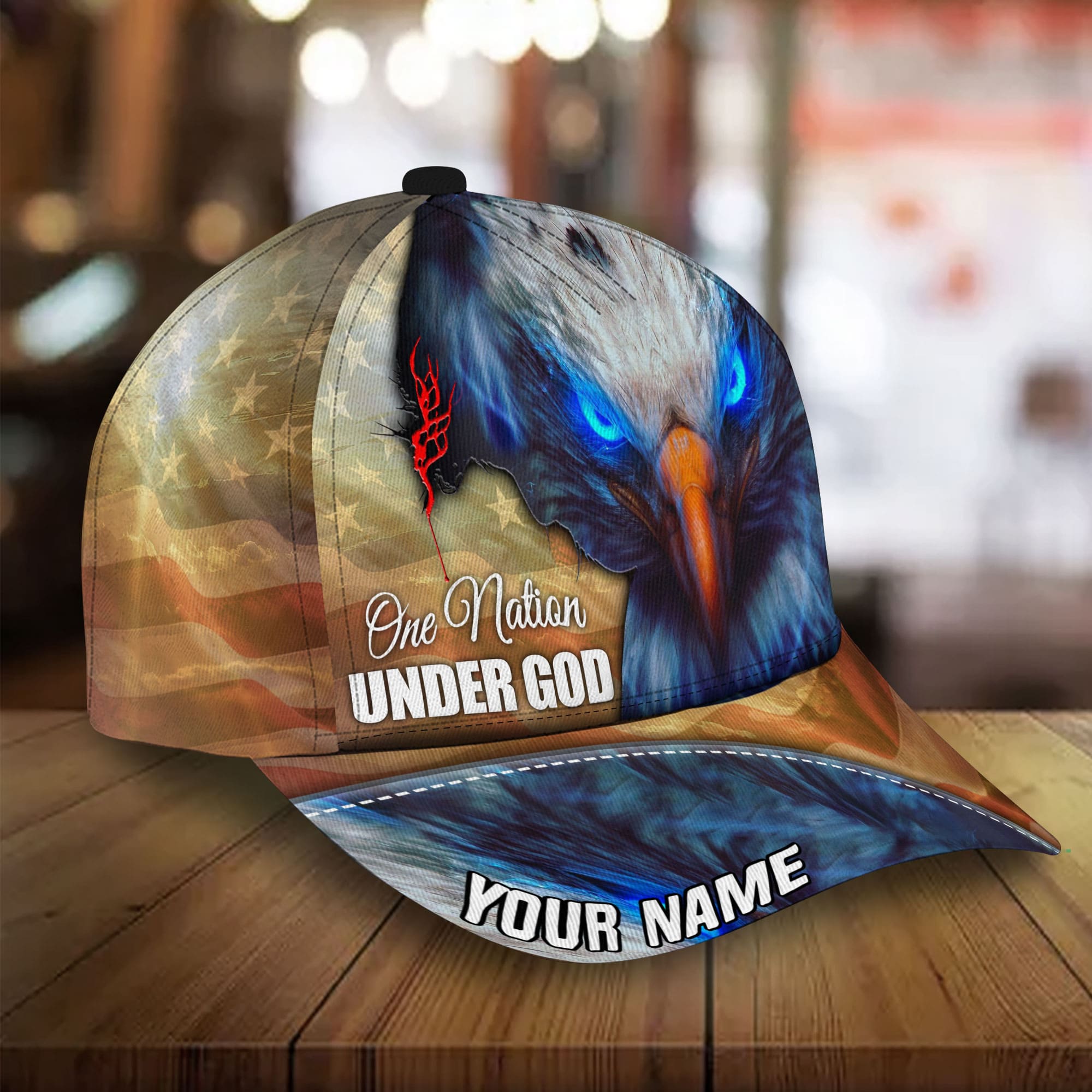 Premium One Nation Under God, Eagle Patriot 3D Printed Hat Personalized Trucker Hats Custom Hats Gifts For Men & Women