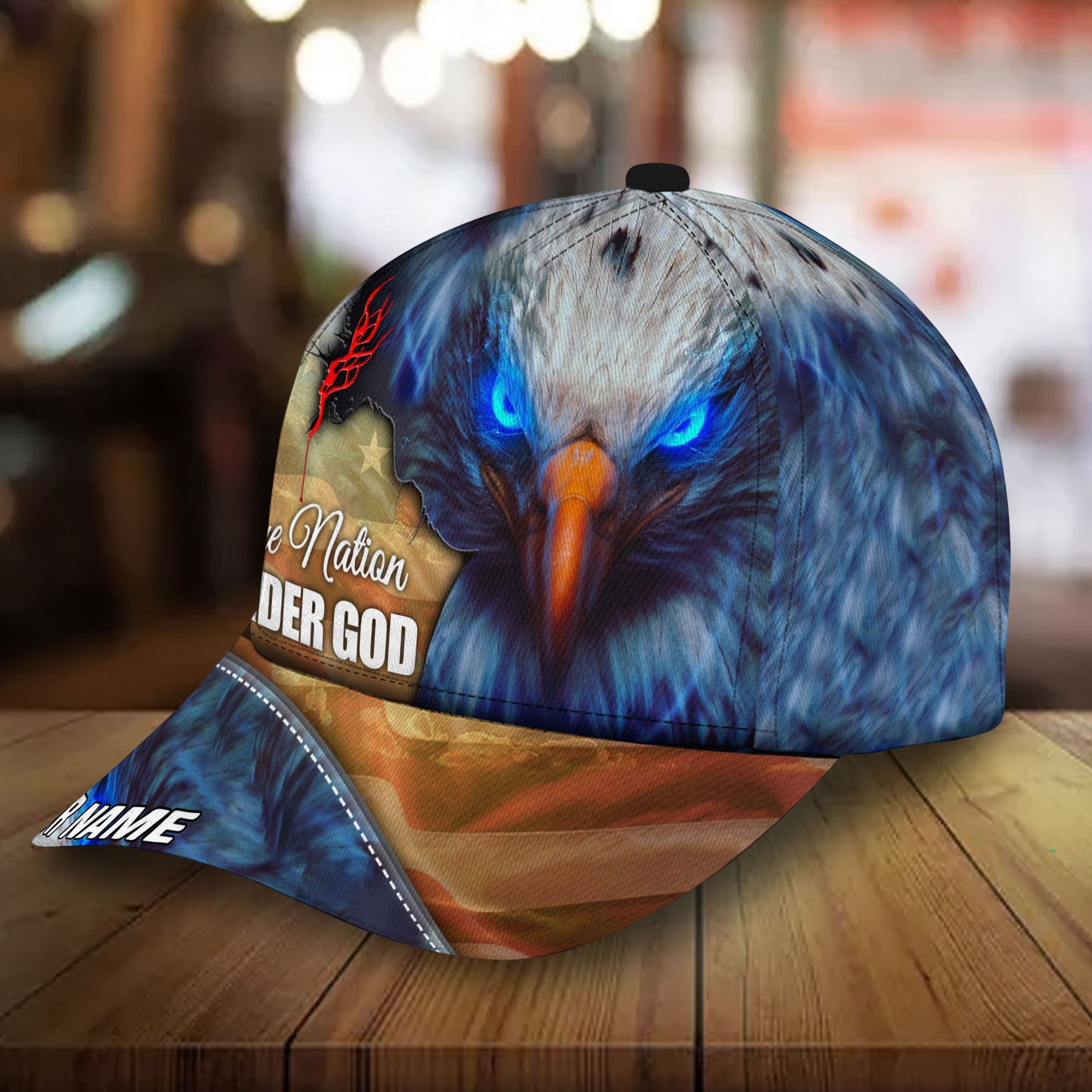 Premium One Nation Under God, Eagle Patriot 3D Printed Hat Personalized Trucker Hats Custom Hats Gifts For Men & Women