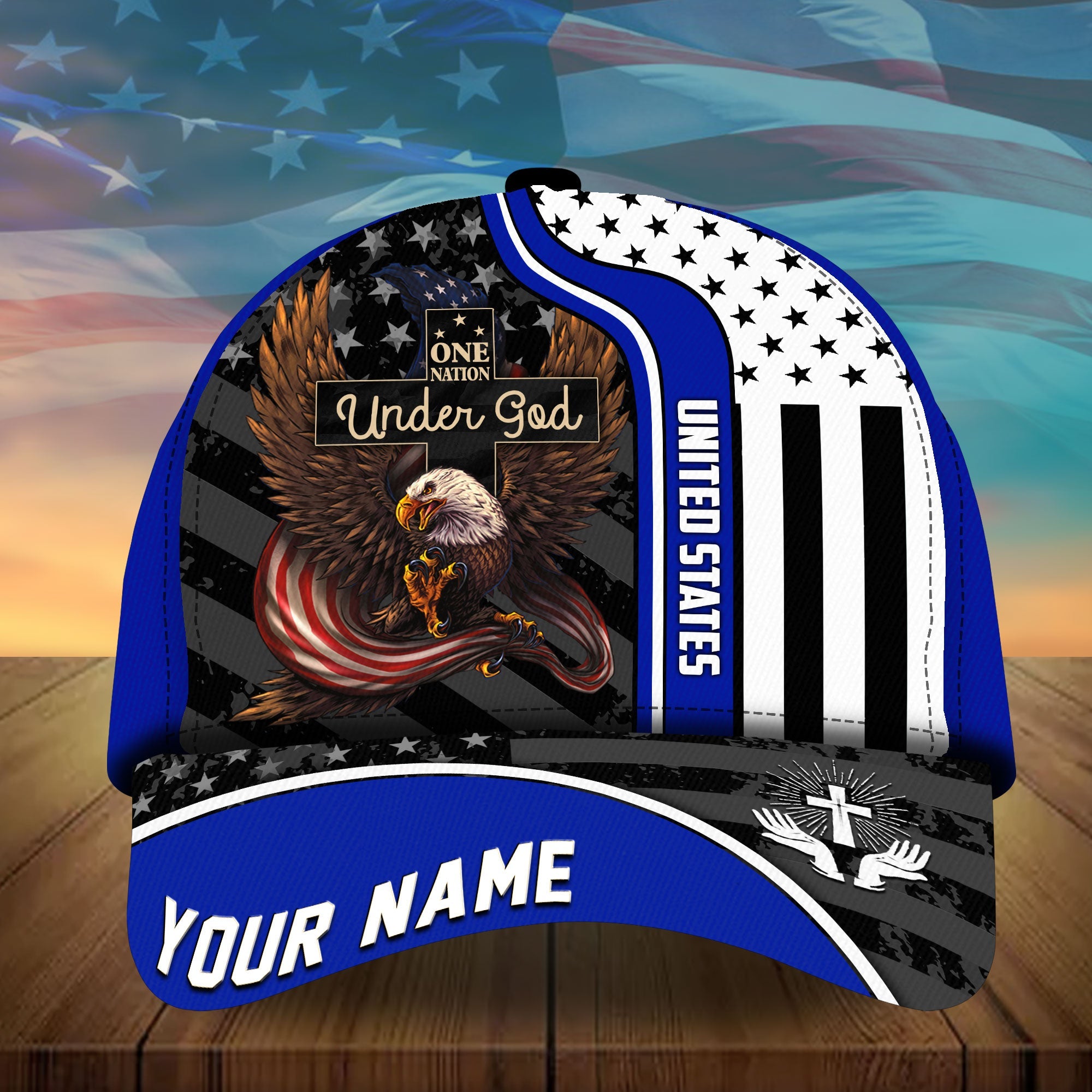 Premium One Nation Under God Eagle Patriot Multicolored Cap Personalized Trucker Hats Custom Hats Gifts For Men & Women