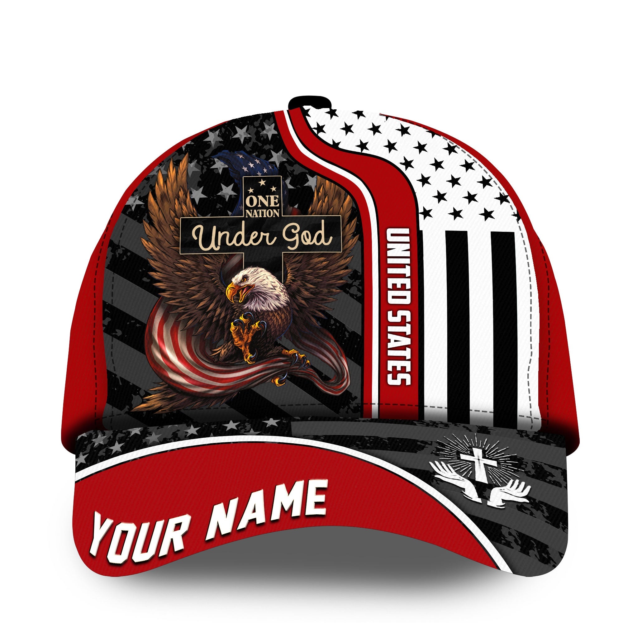 Premium One Nation Under God Eagle Patriot Multicolored Cap Personalized Trucker Hats Custom Hats Gifts For Men & Women