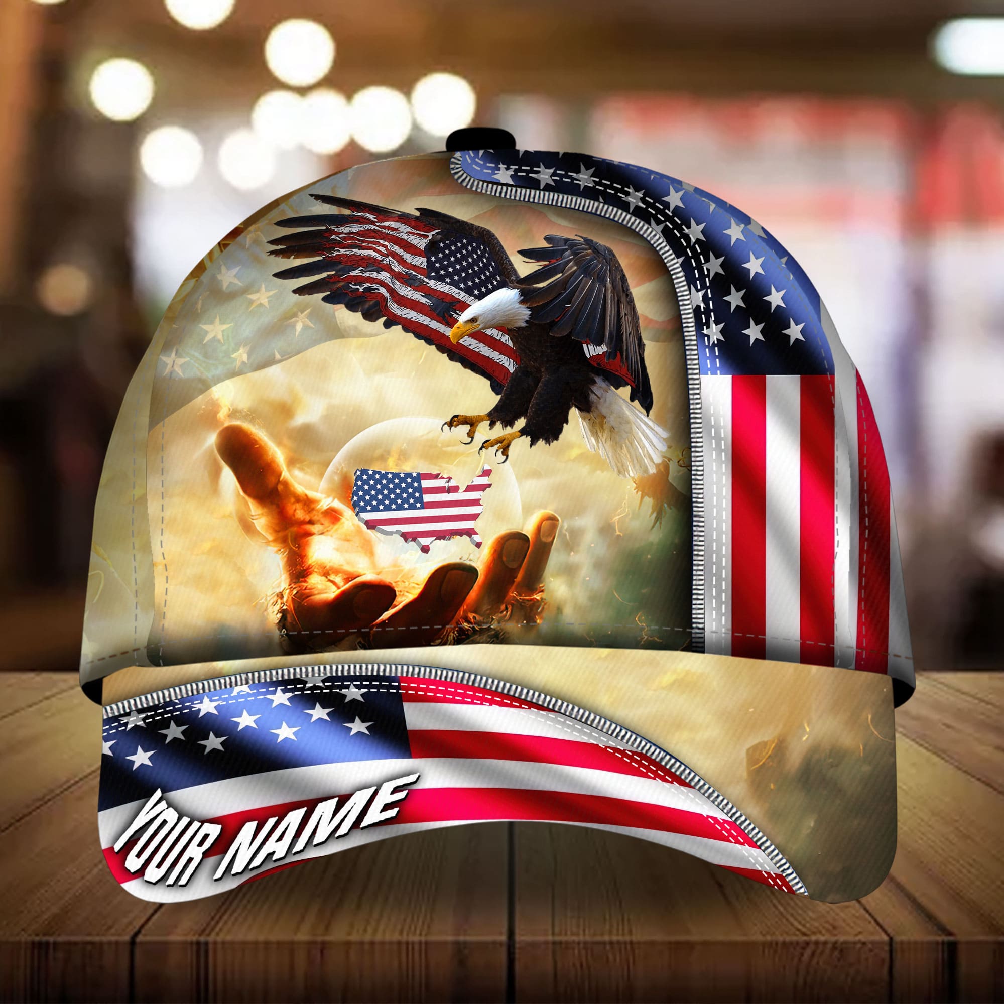 Premium One Nation Under God, USA Eagle 3D Hats Printed Personalized Trucker Hats Custom Hats Gifts For Men & Women