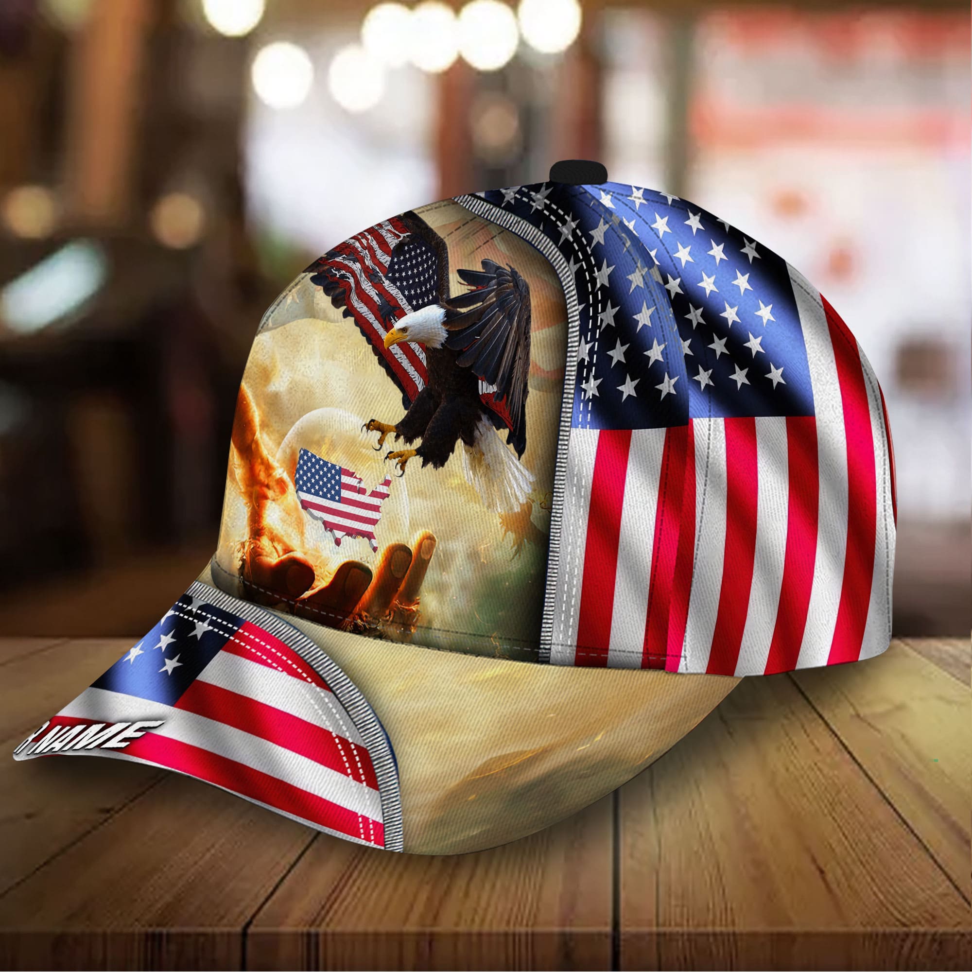Premium One Nation Under God, USA Eagle 3D Hats Printed Personalized Trucker Hats Custom Hats Gifts For Men & Women