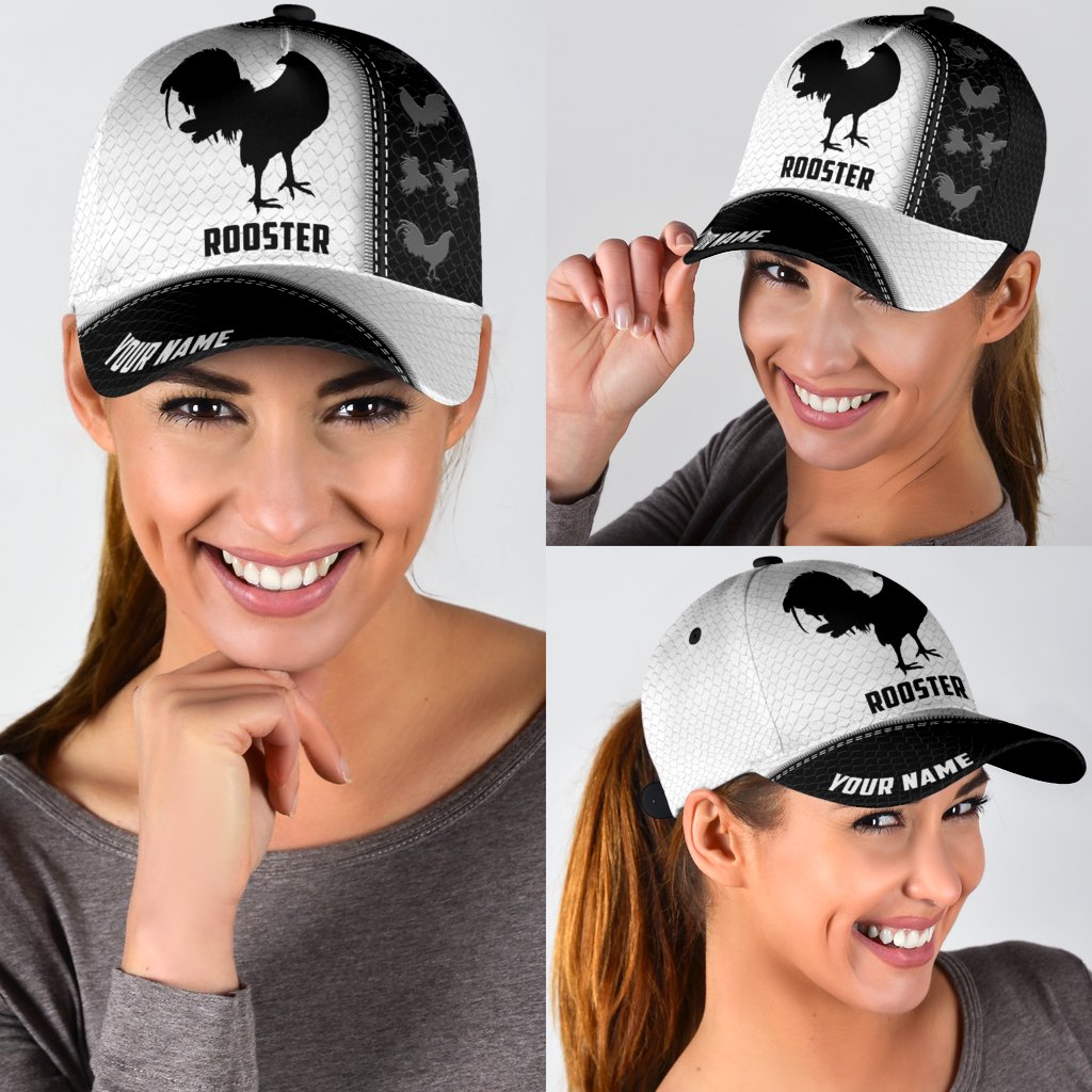 Premium Personalized Rooster Printed Baseball Cap Hat, Chicken Cap Hat Trucker Hats Custom Hats Gifts For Men & Women