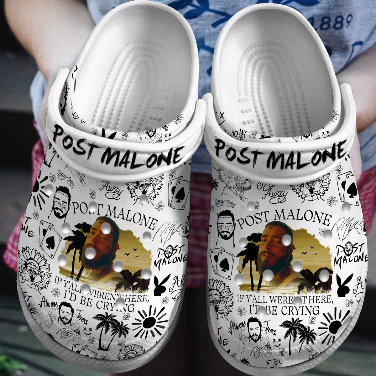 Premium Post Malone Music Crocs Crocband Clogs Shoes Comfortable For Men Women and Kids