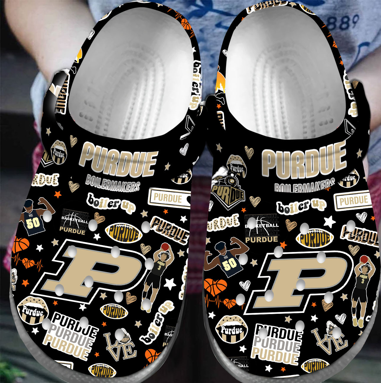 Premium Purdue Boilermakers NCAA Sport Crocs Crocband Clogs Shoes For Men Women and Kids