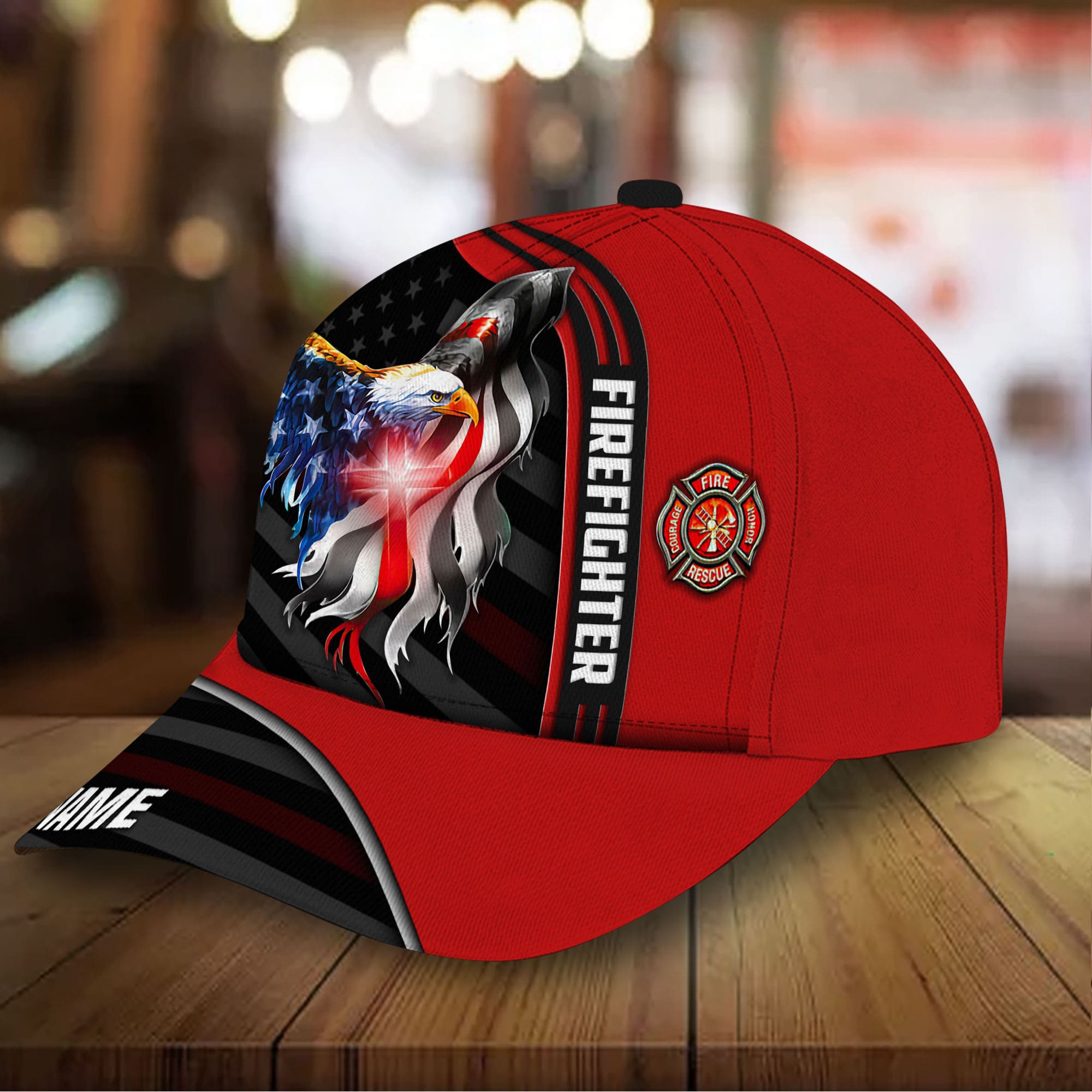 Premium Red Eagle Firefighter 3D Hats Printed Personalized Trucker Hats Custom Hats Gifts For Men & Women