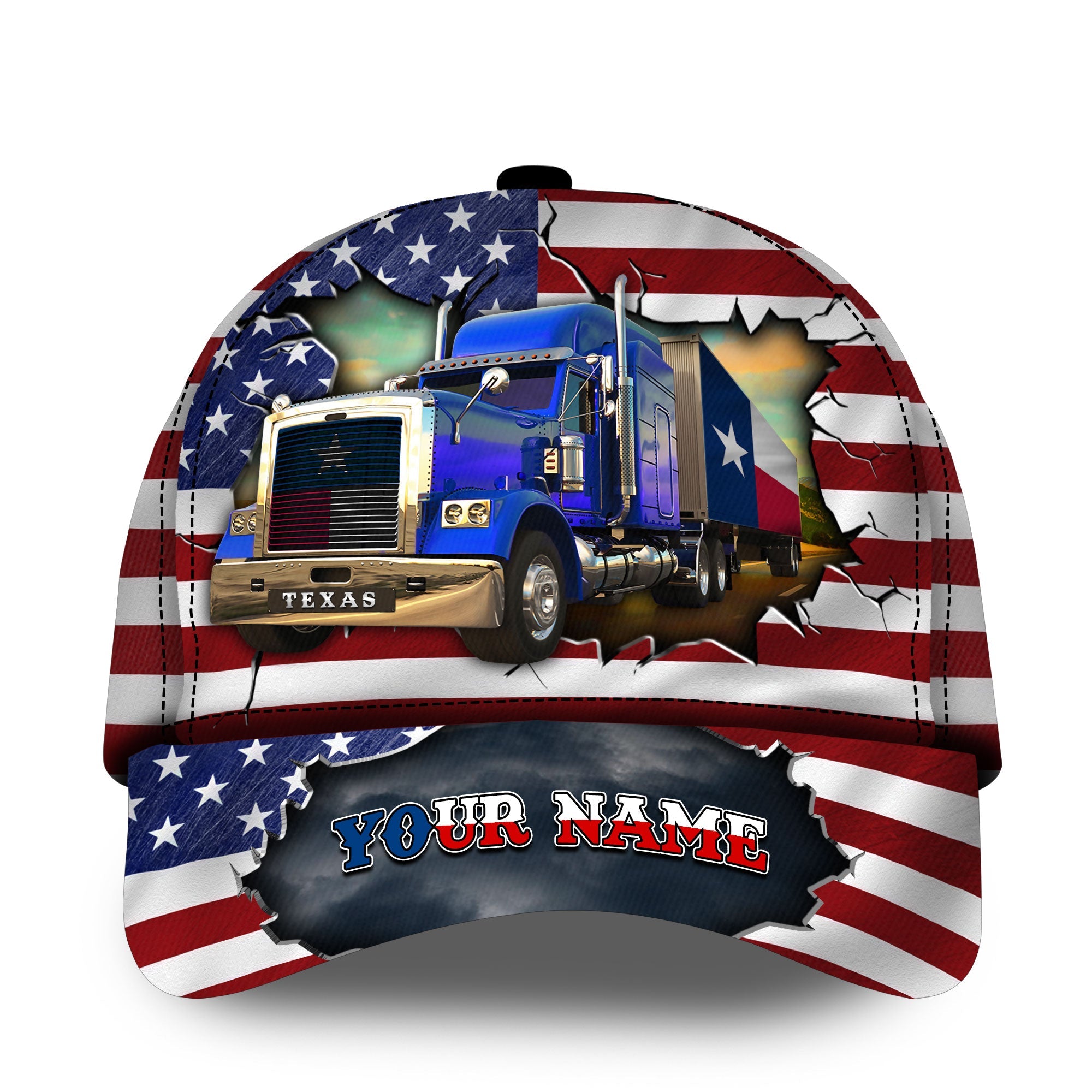 Premium Texas Truck Driver American Patriot Personalized Trucker Hats Custom Hats Gifts For Men & Women