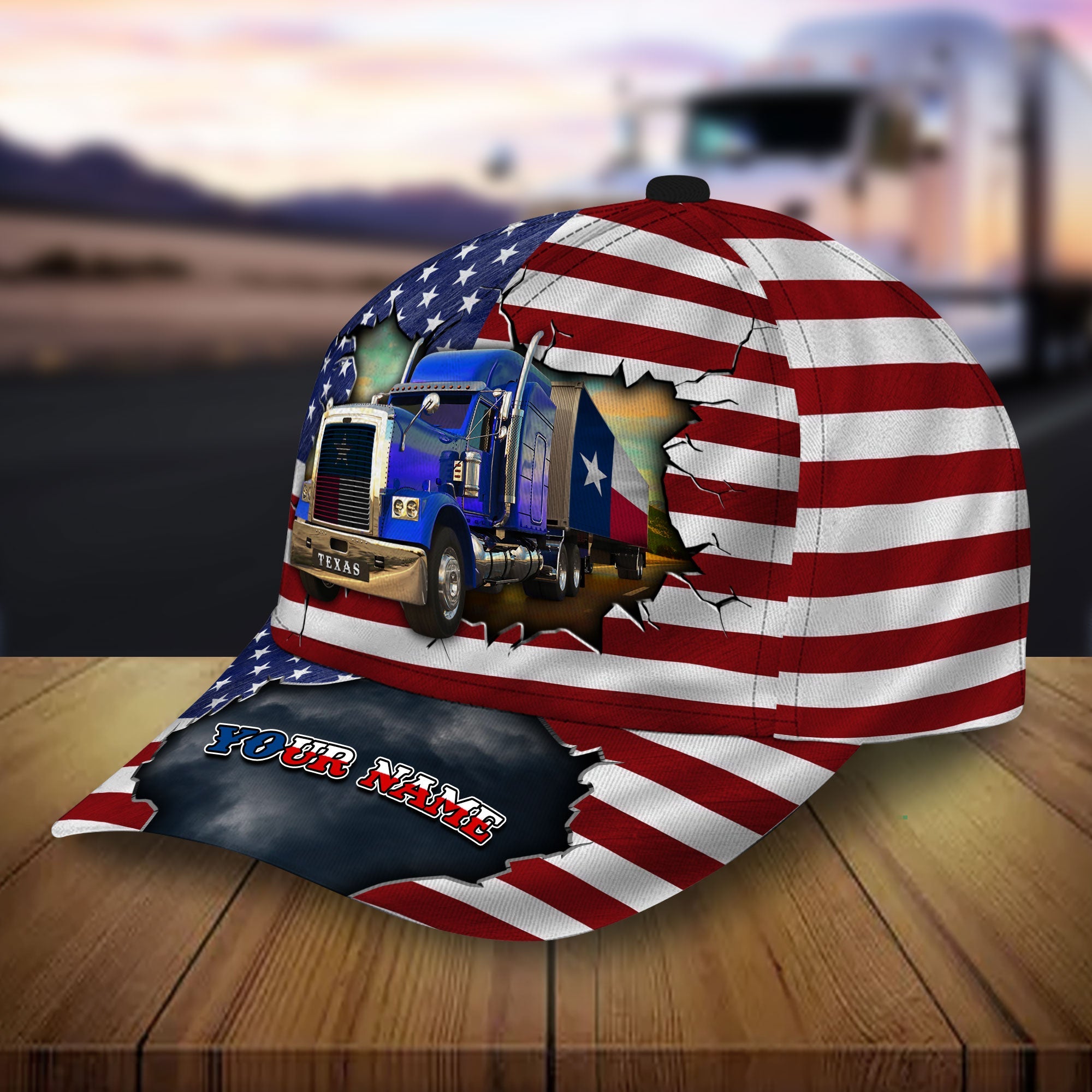 Premium Texas Truck Driver American Patriot Personalized Trucker Hats Custom Hats Gifts For Men & Women