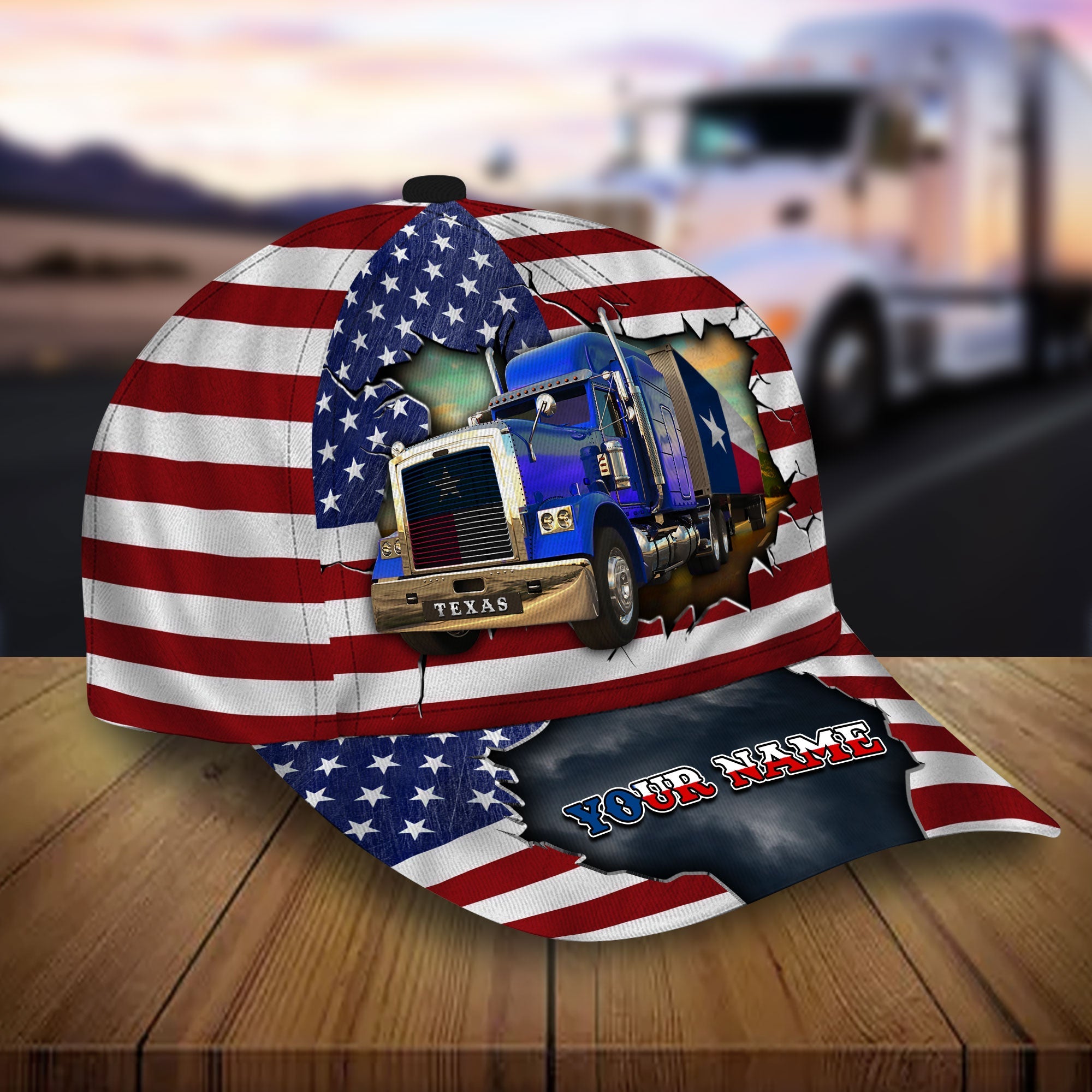 Premium Texas Truck Driver American Patriot Personalized Trucker Hats Custom Hats Gifts For Men & Women
