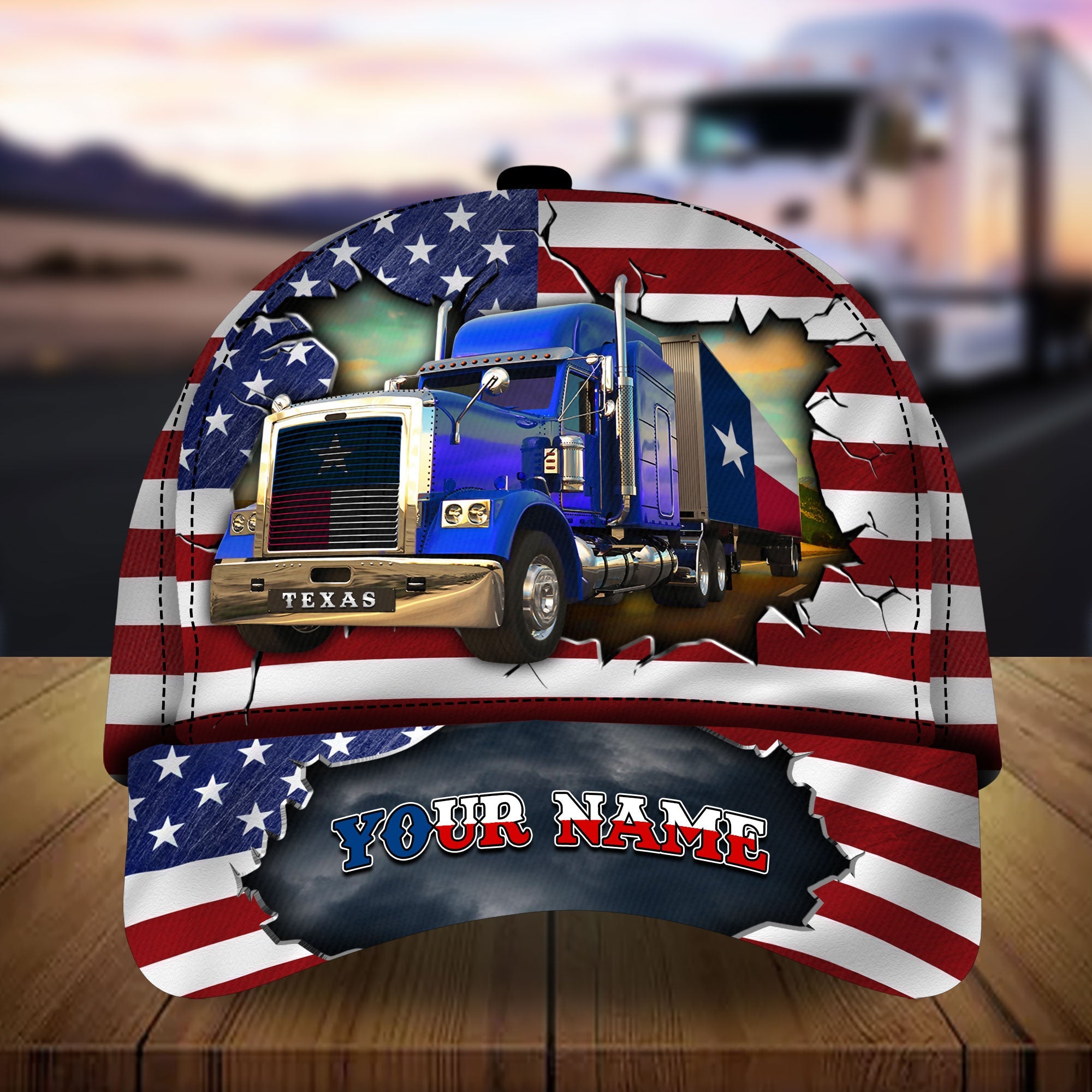 Premium Texas Truck Driver American Patriot Personalized Trucker Hats Custom Hats Gifts For Men & Women