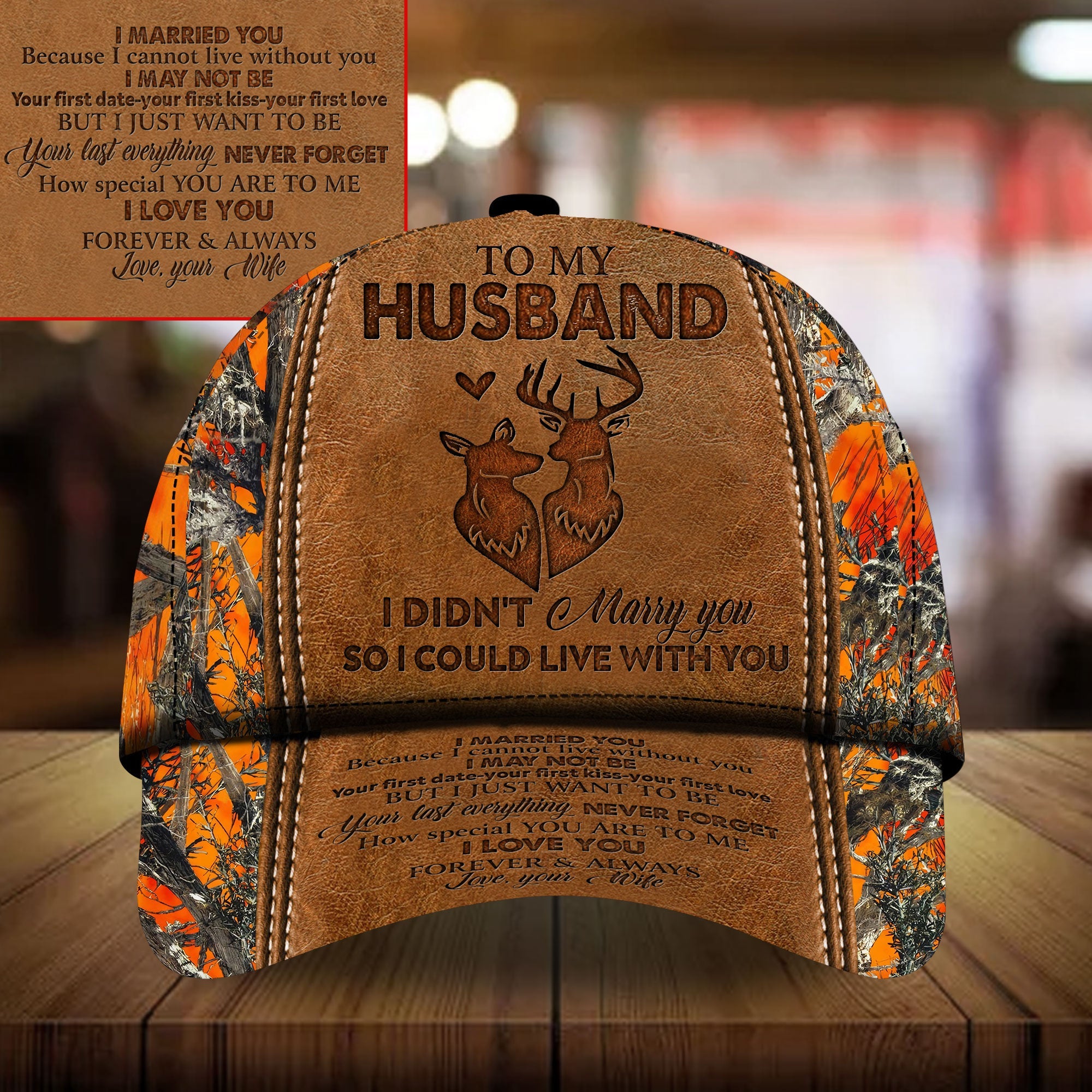 Premium To My Husband Deer Hunting Hats 3D Multicolor Trucker Hats Custom Hats Gifts For Men & Women