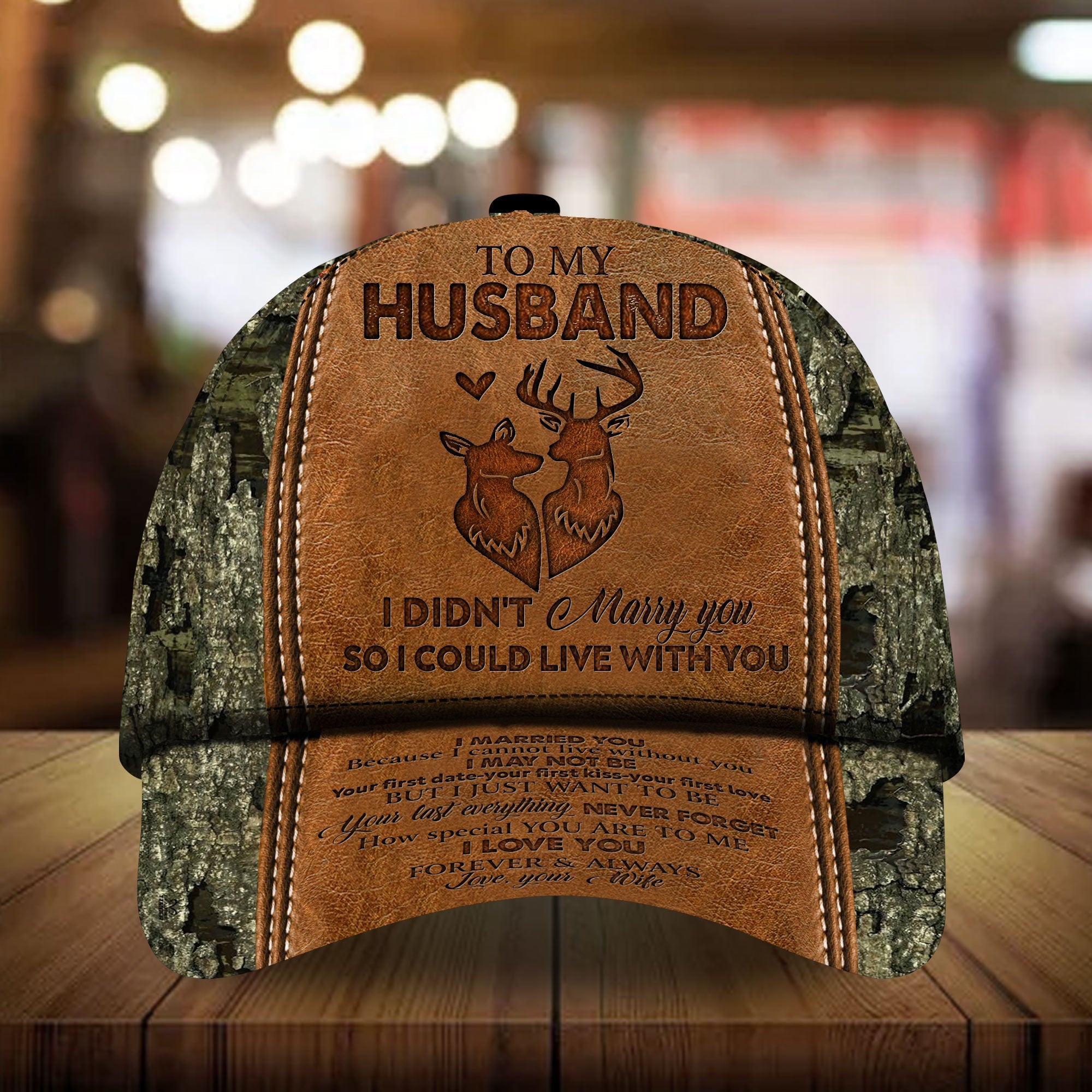 Premium To My Husband Deer Hunting Hats 3D Multicolor Trucker Hats Custom Hats Gifts For Men & Women