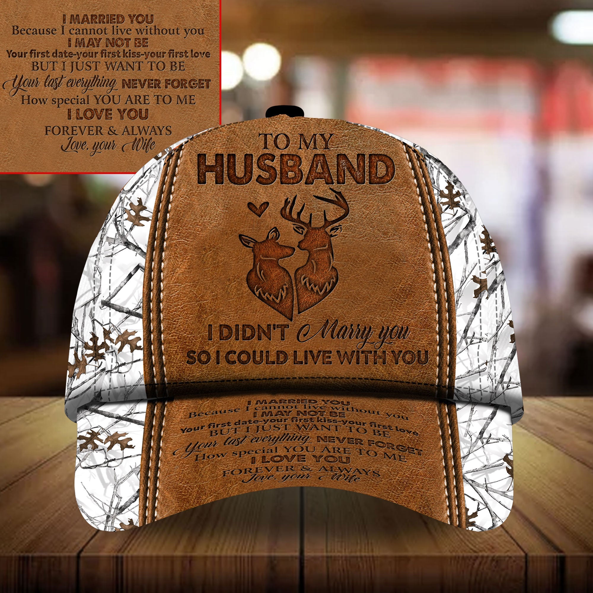 Premium To My Husband Deer Hunting Hats 3D Multicolor Trucker Hats Custom Hats Gifts For Men & Women