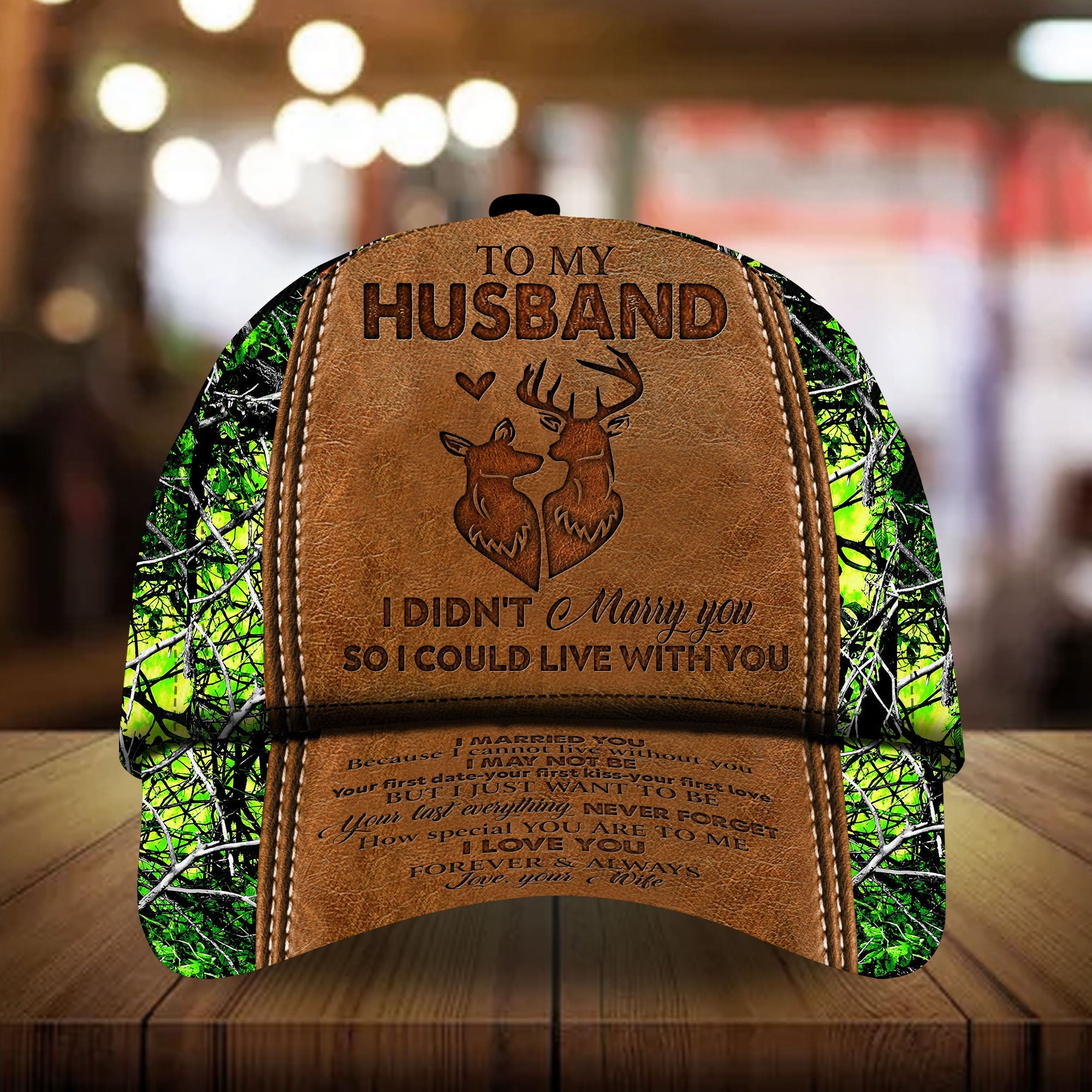 Premium To My Husband Deer Hunting Hats 3D Multicolor Trucker Hats Custom Hats Gifts For Men & Women